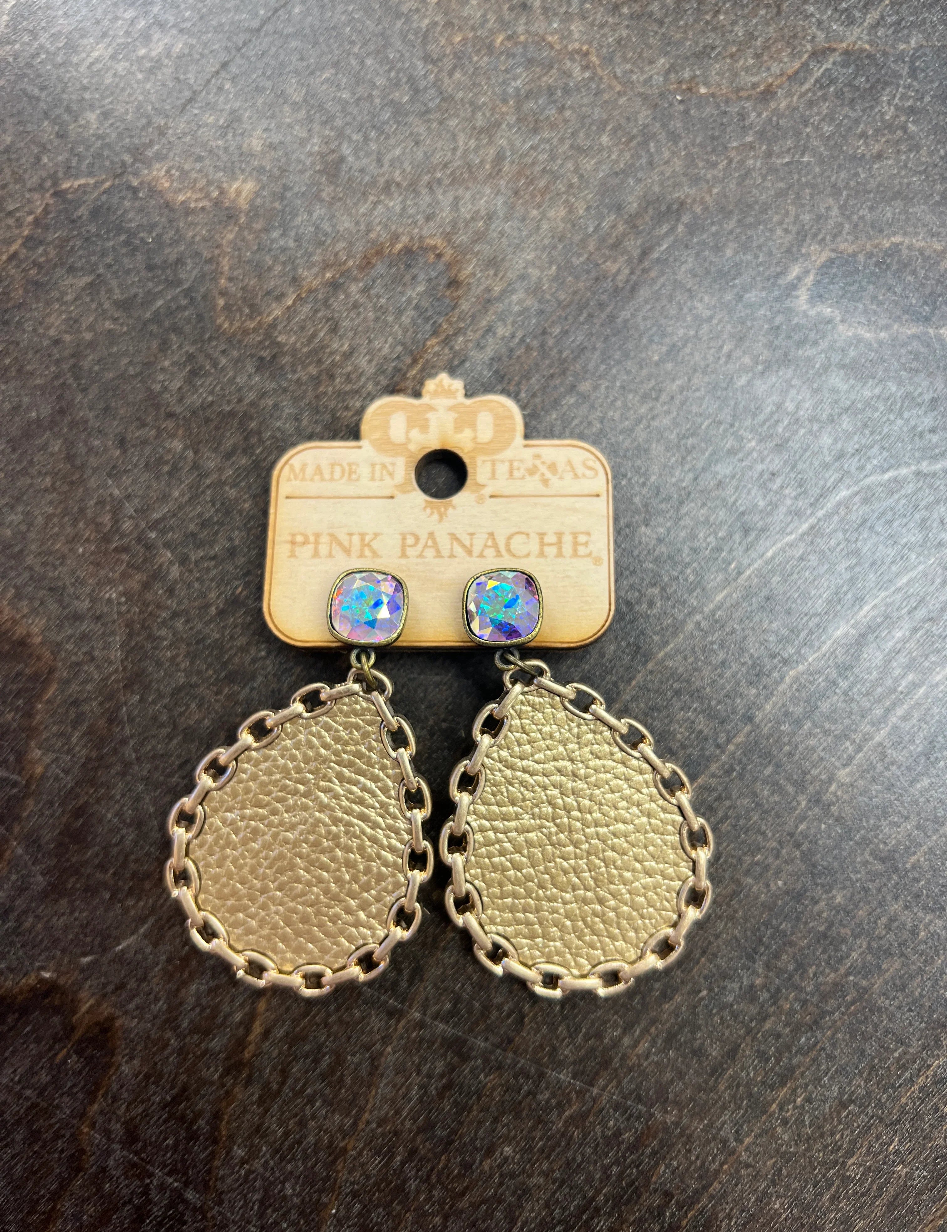 PINK PANACHE Gold Teardrop Chain Earrings on Simply Obsessed