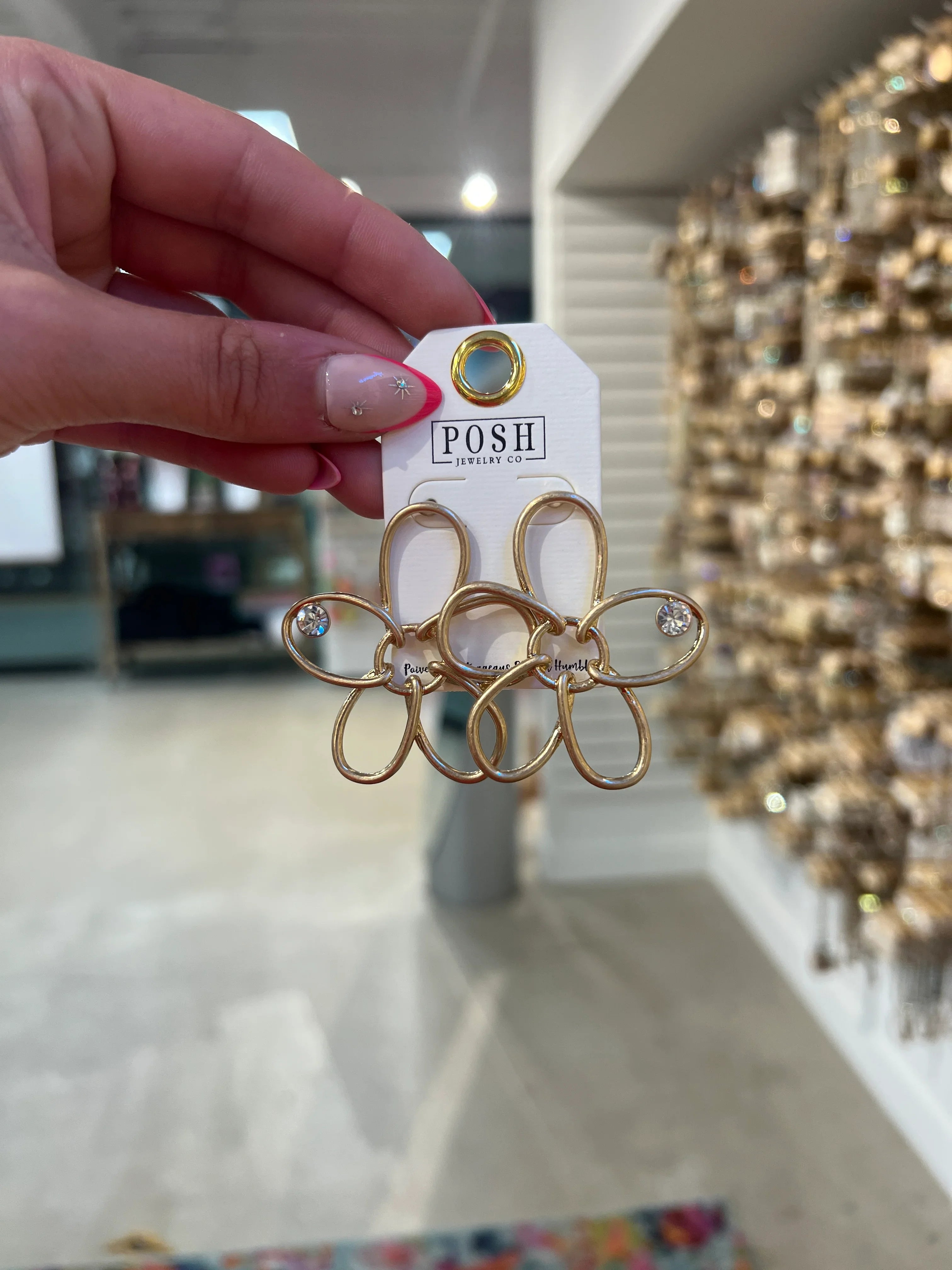 PINK PANACHE Gold Wire Flower Studs on Simply Obsessed
