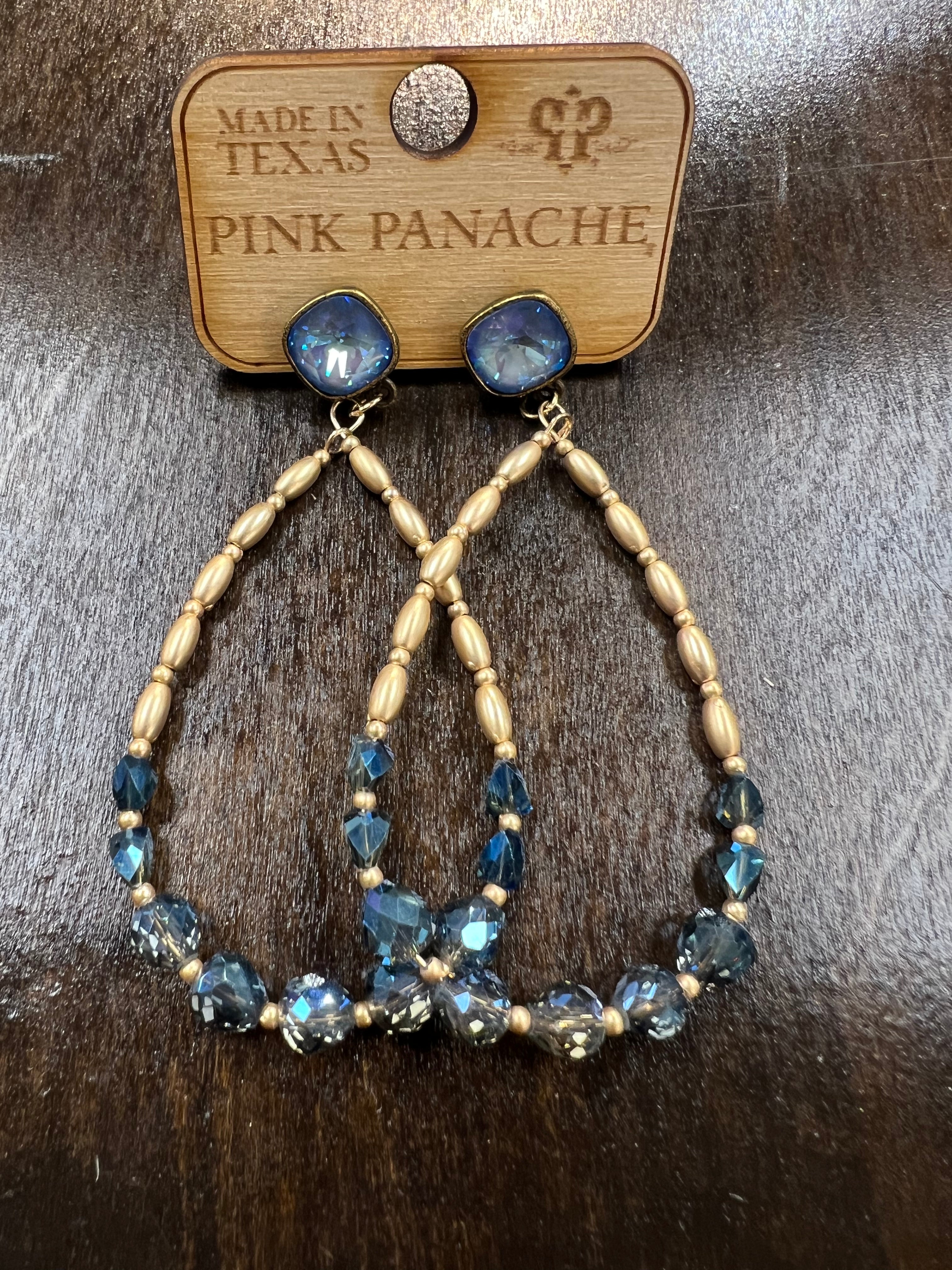 PINK PANACHE: Gold/Blue Teardrop Earrings on Simply Obsessed