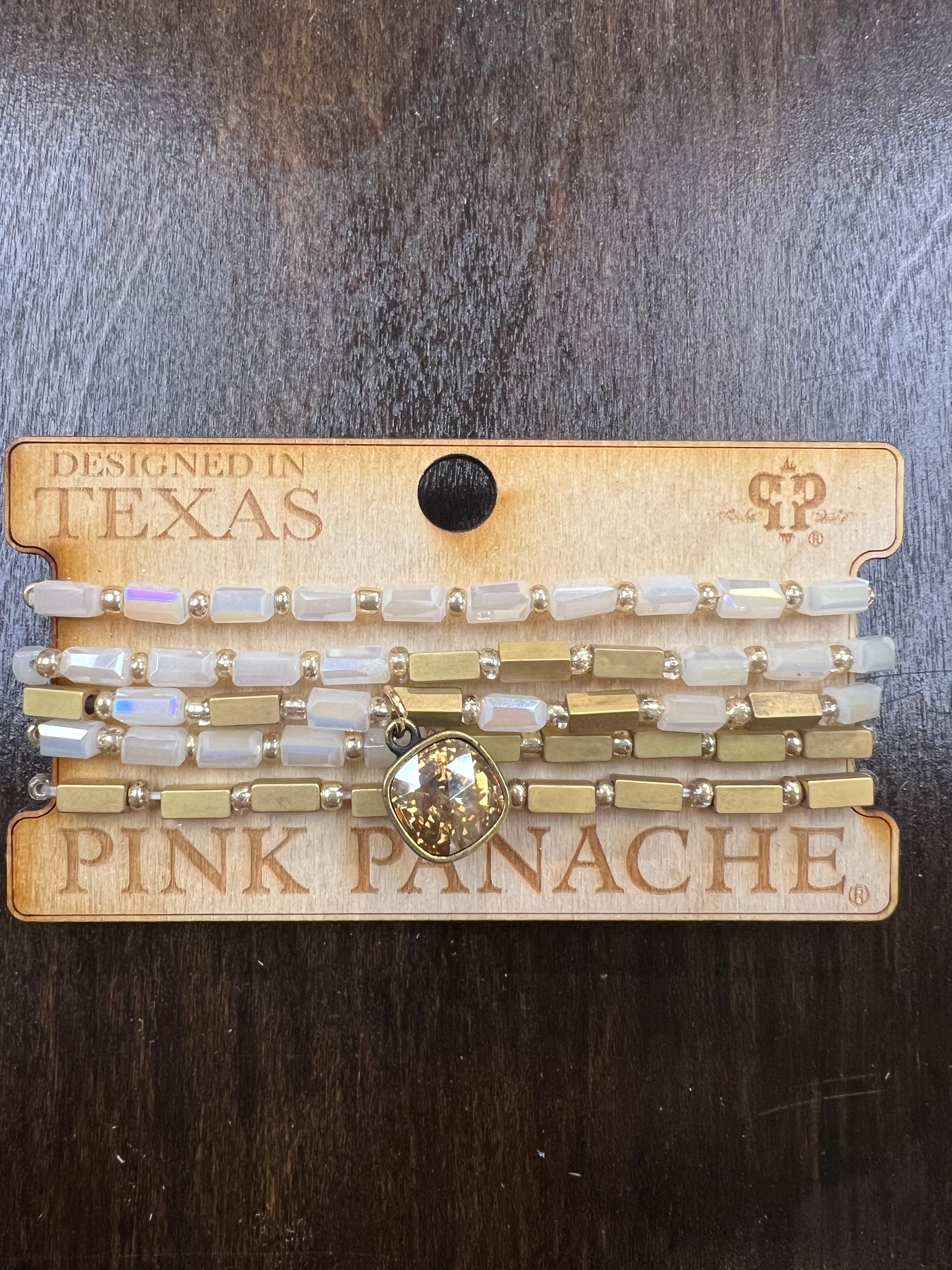 PINK PANACHE: Gold/Iridescent Bracelet Stack on Simply Obsessed