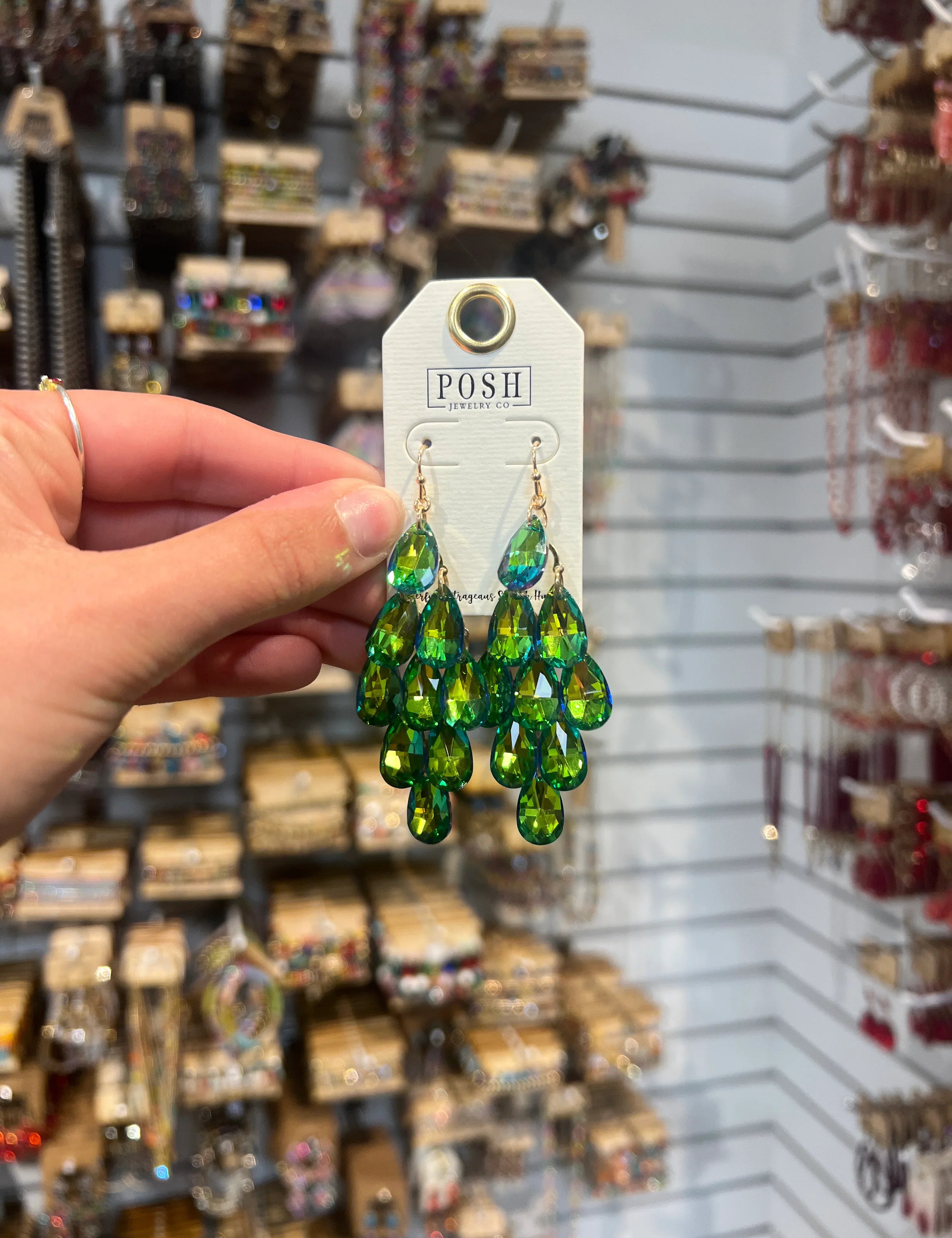PINK PANACHE Green Dangle Earrings on Simply Obsessed