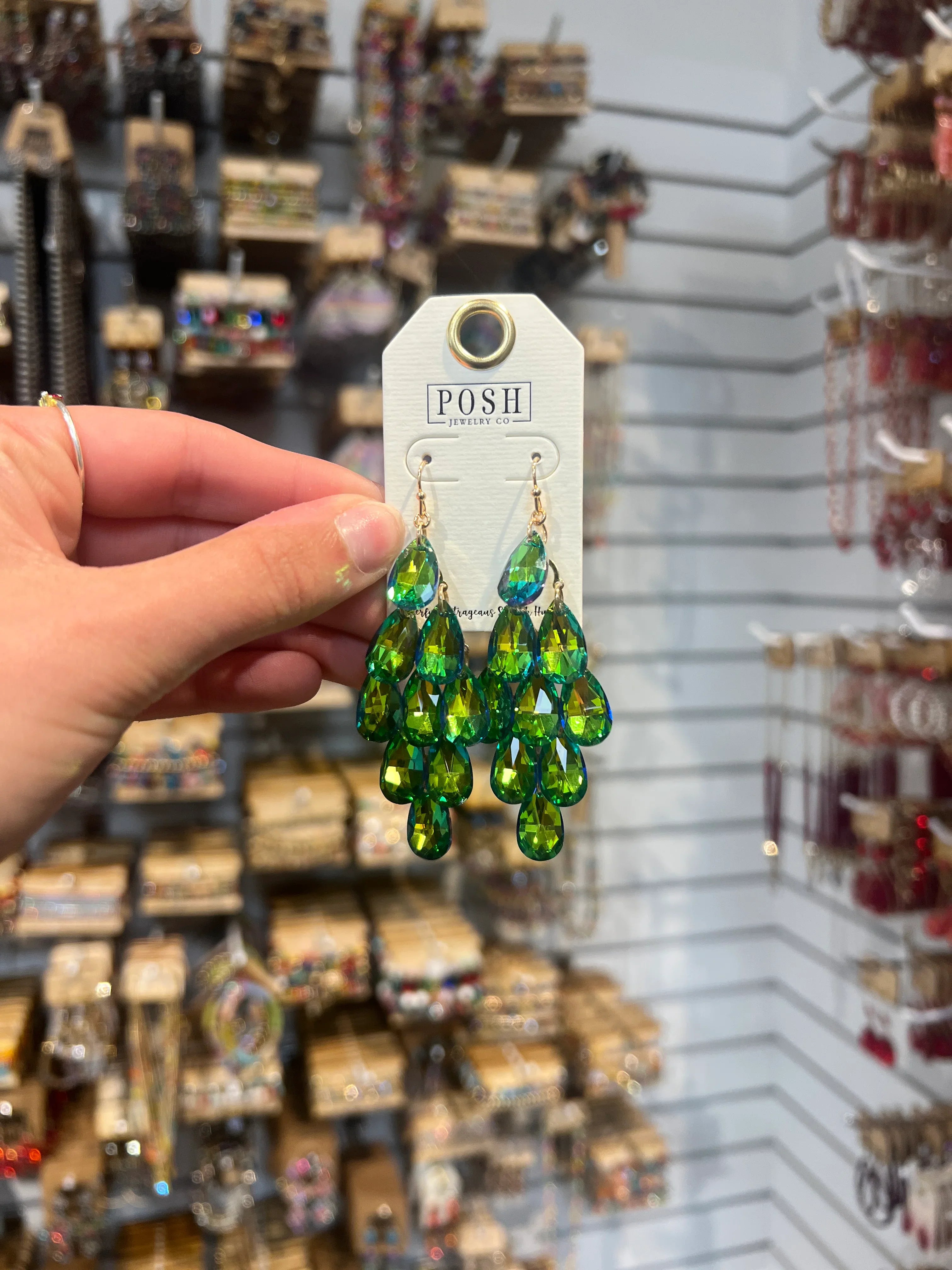 PINK PANACHE Green Dangle Earrings on Simply Obsessed