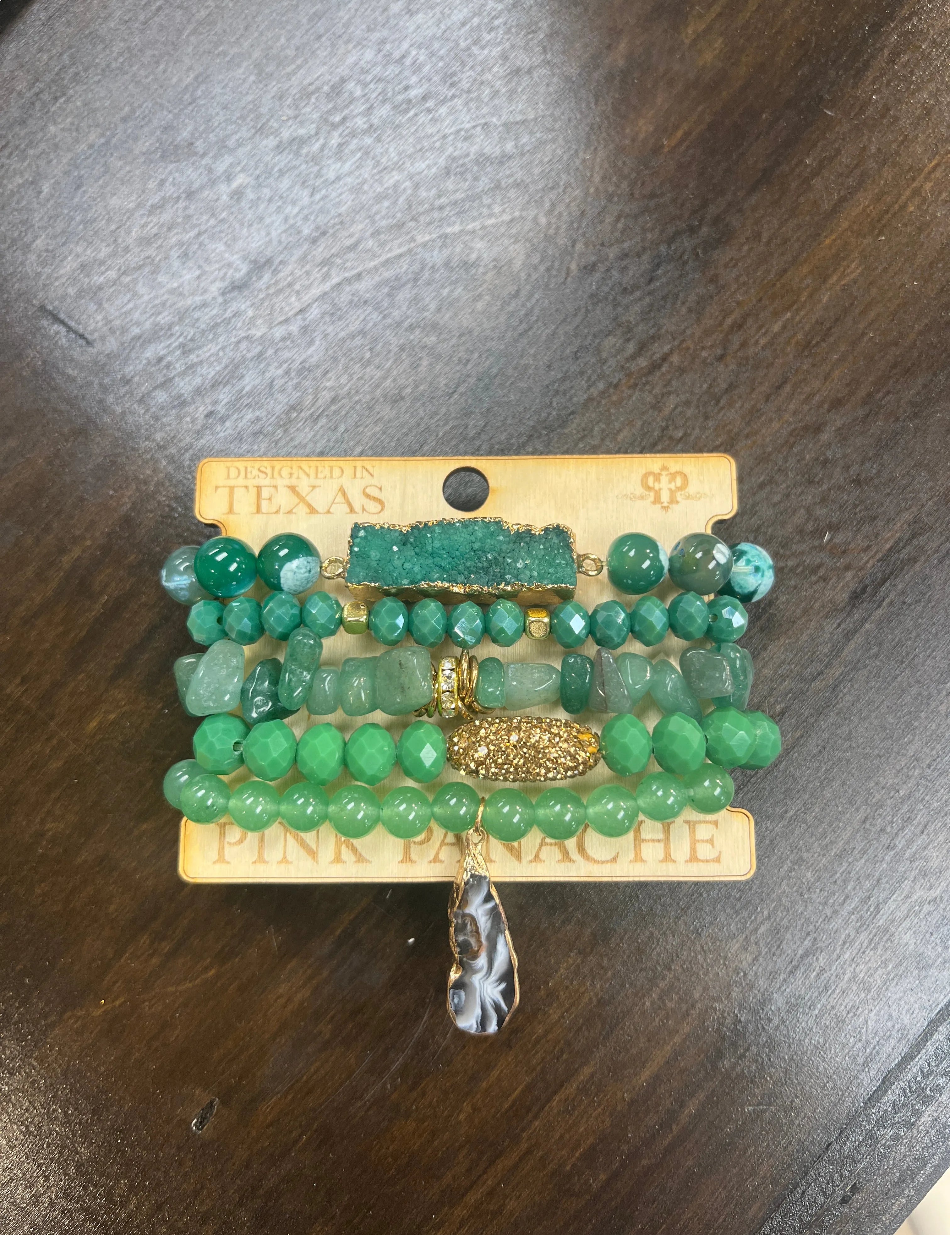 PINK PANACHE Green Druzy Bracelet Stack on Simply Obsessed