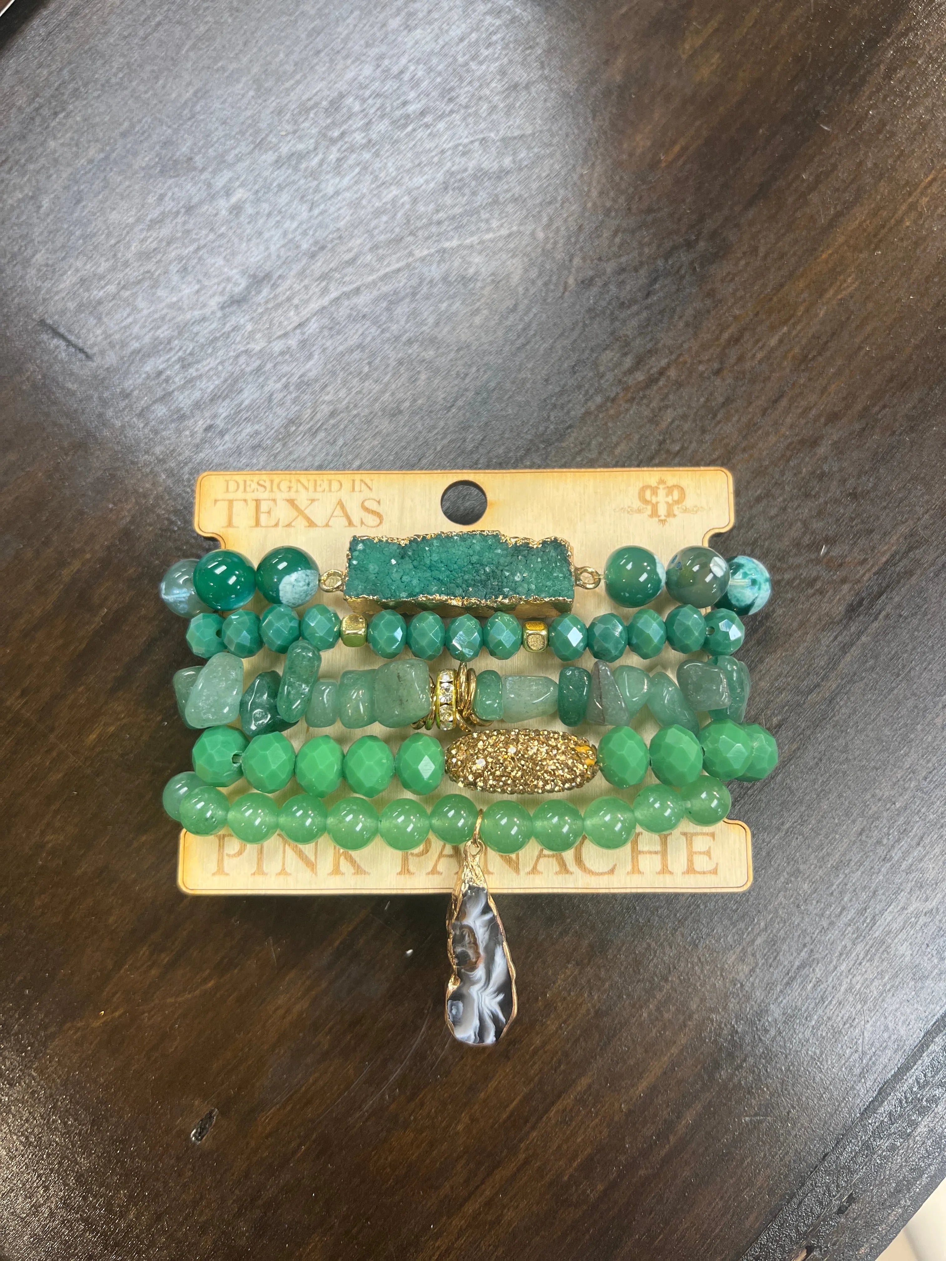 PINK PANACHE Green Druzy Bracelet Stack on Simply Obsessed