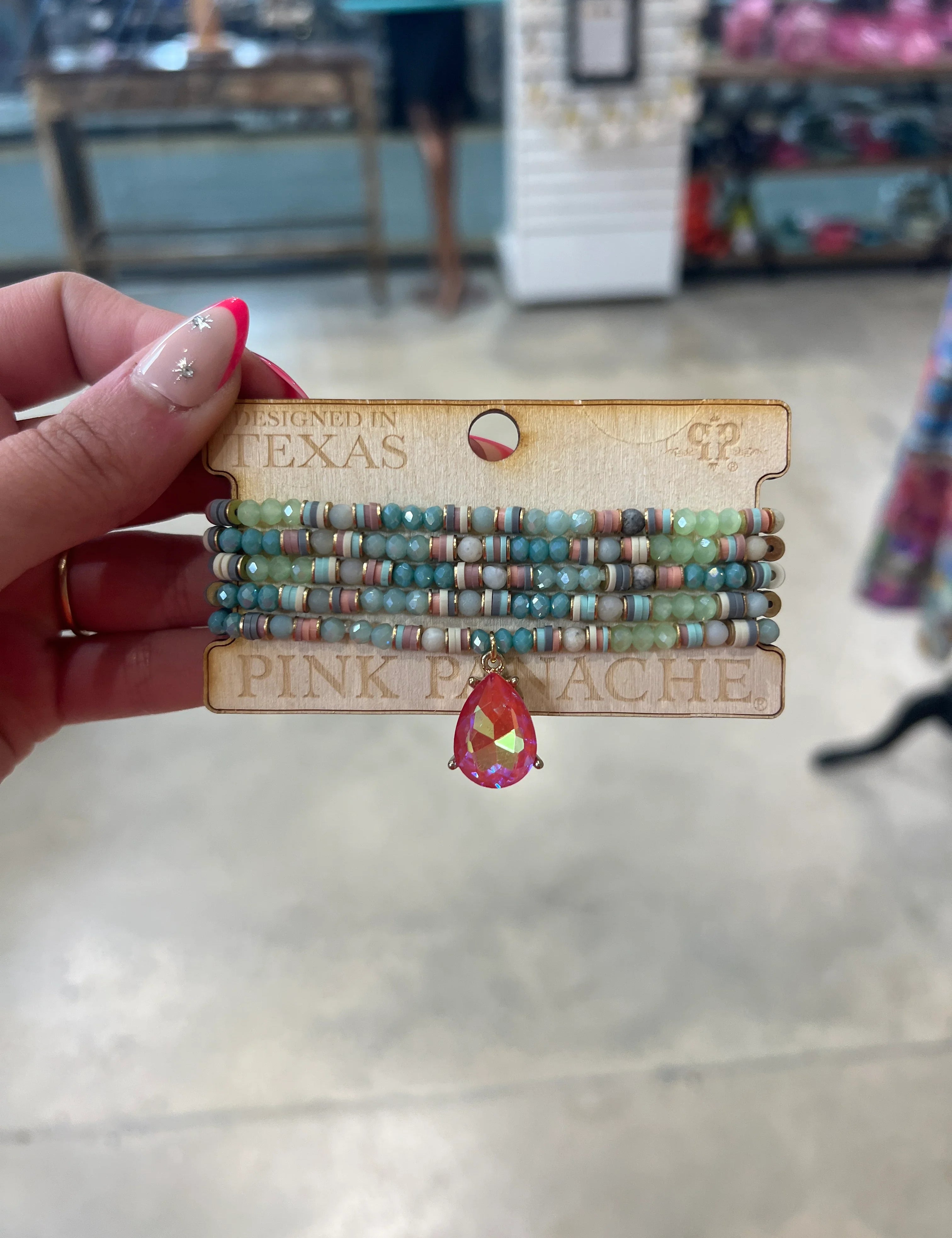 Blue Teardrop Charm Bracelet Stack on Simply Obsessed