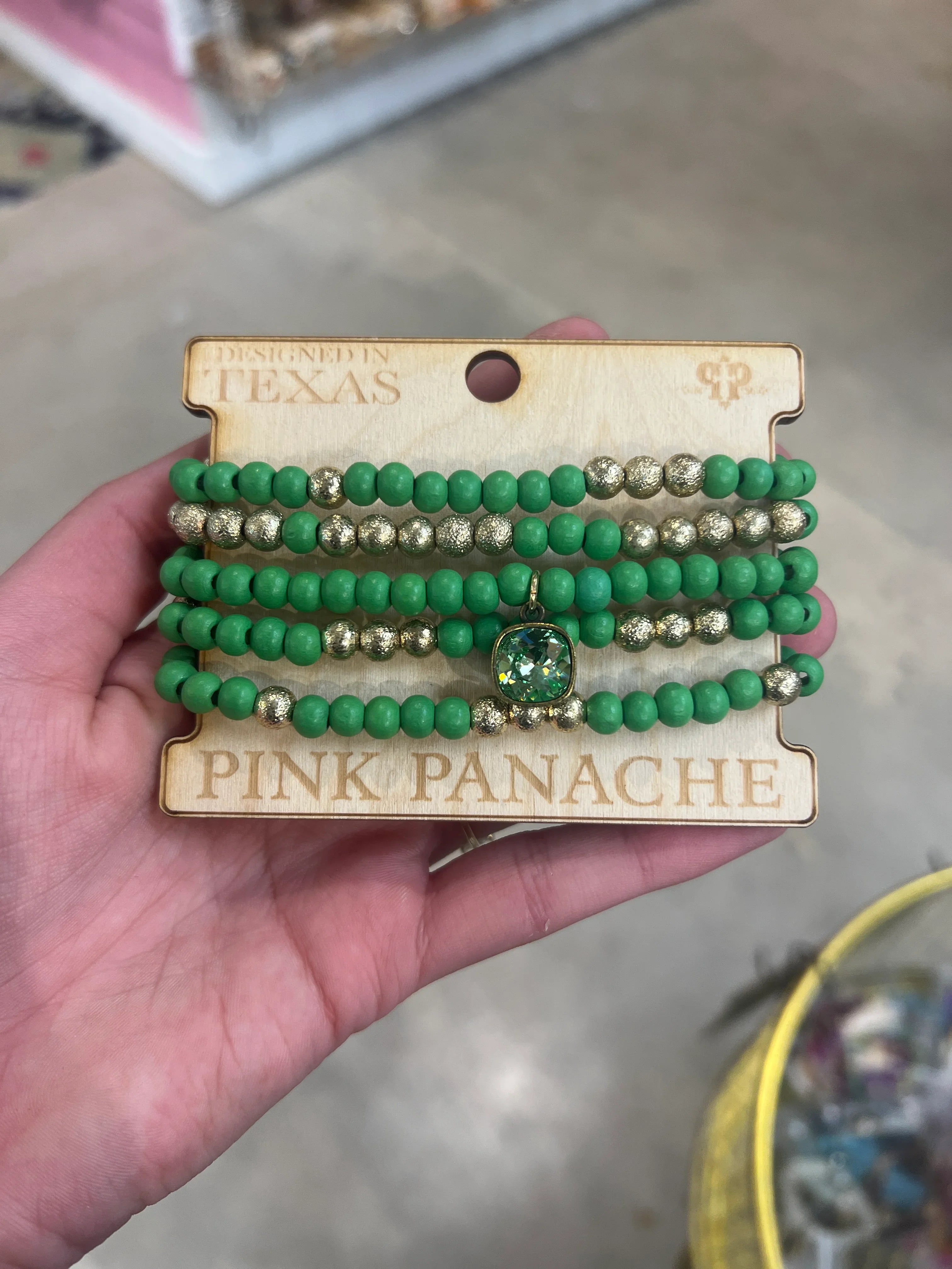 PINK PANACHE Green/Gold Bracelet Stack on Simply Obsessed