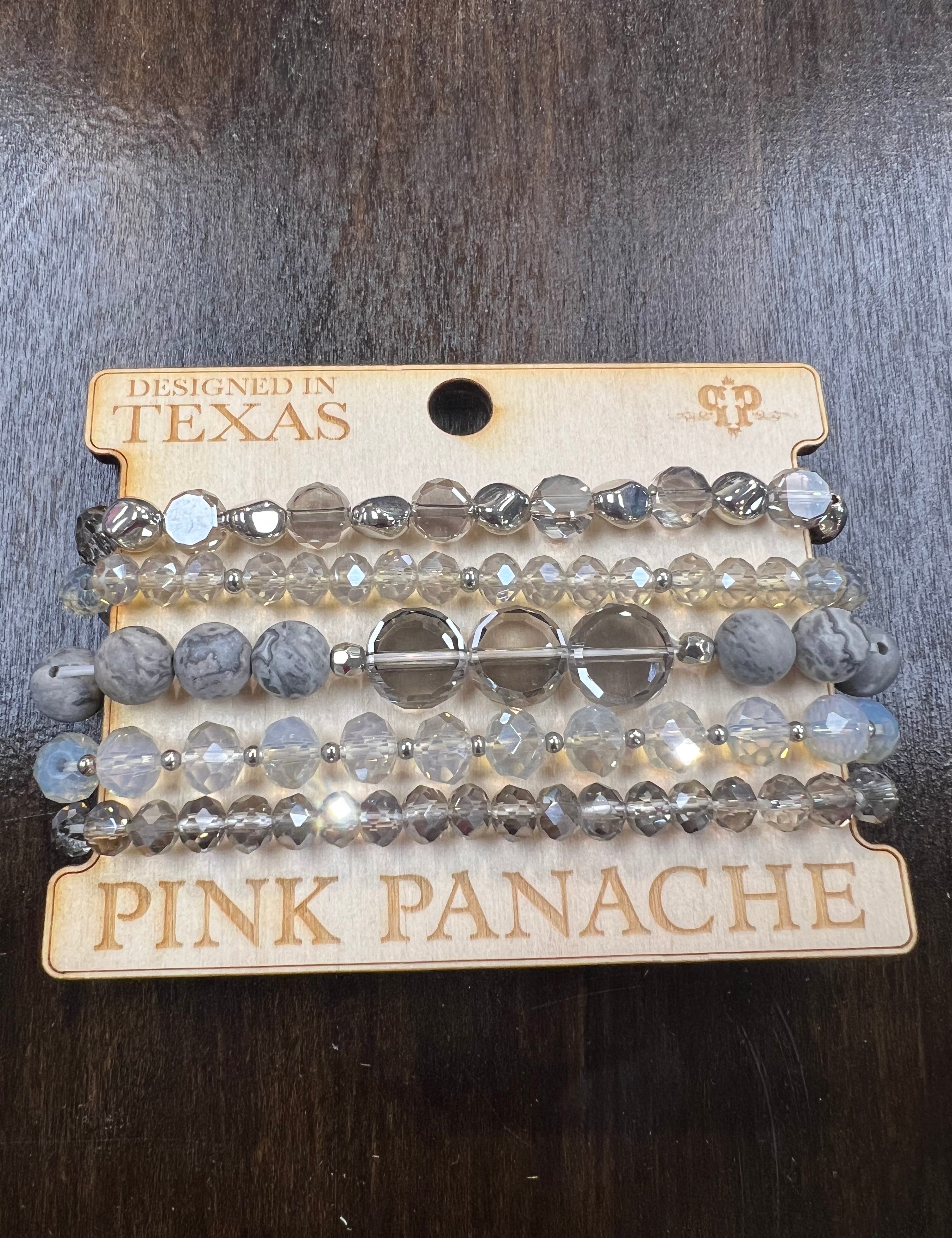 PINK PANACHE: Grey Shimmer Bracelet Stack on Simply Obsessed