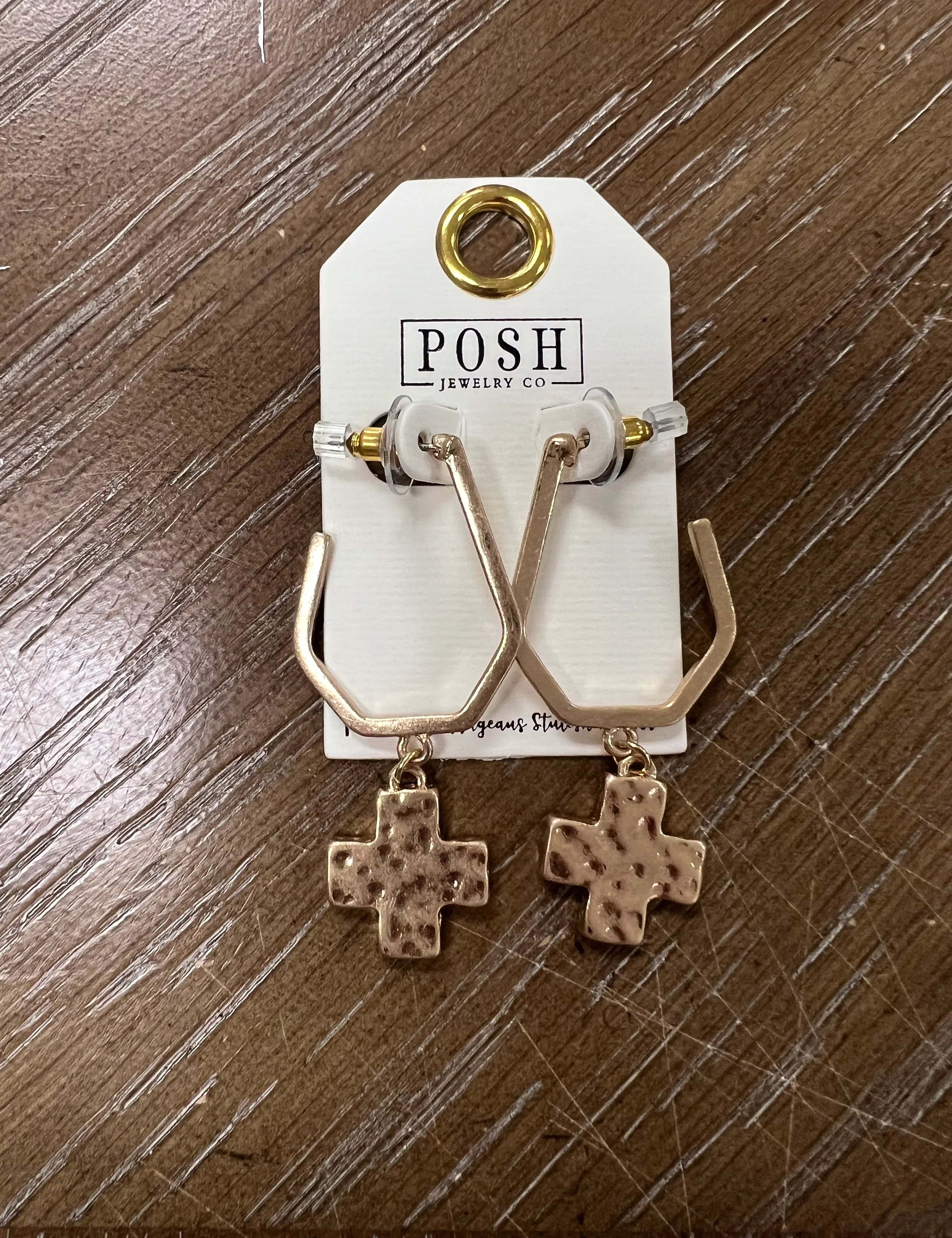 PINK PANACHE Hammered Gold Drop Earrings on Simply Obsessed