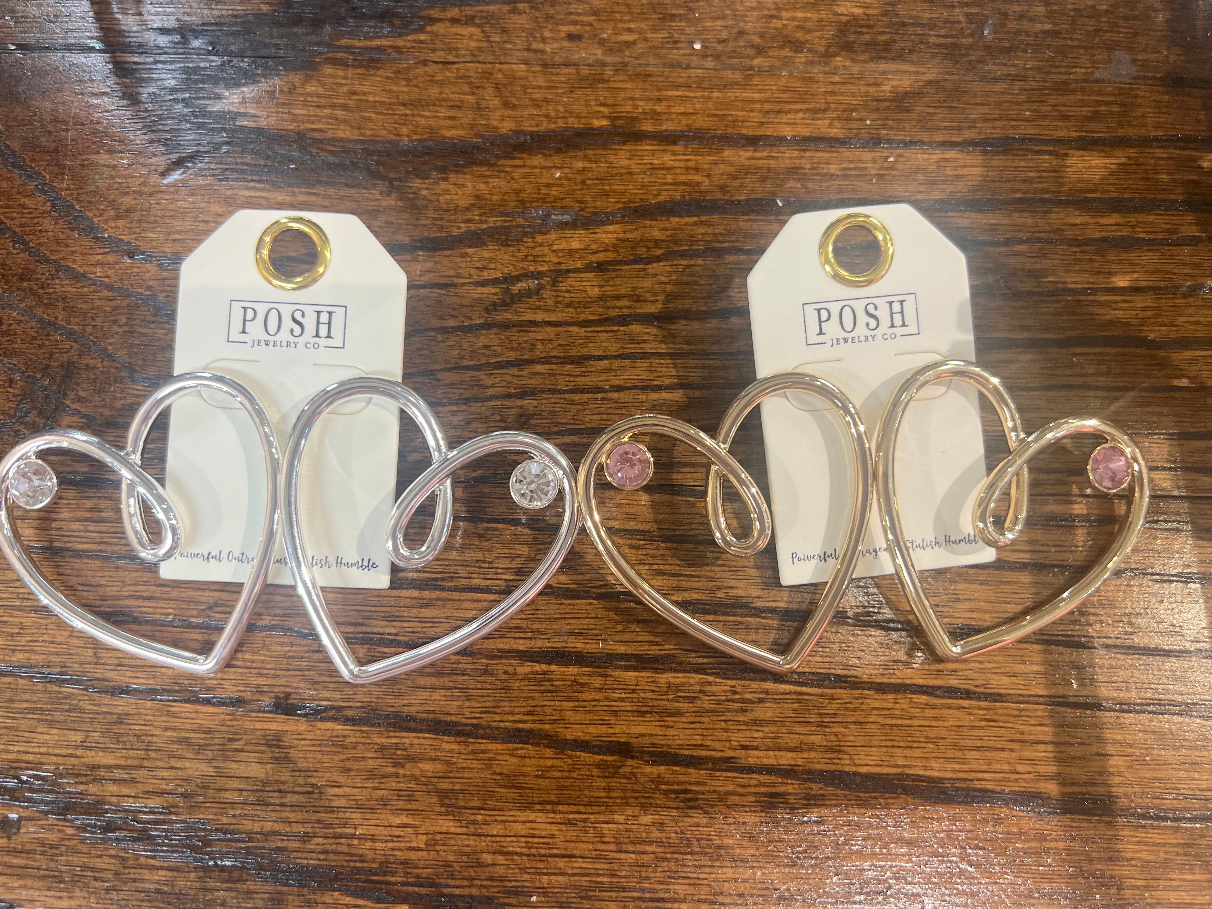 PINK PANACHE: Heart Bling Stone Studs on Simply Obsessed