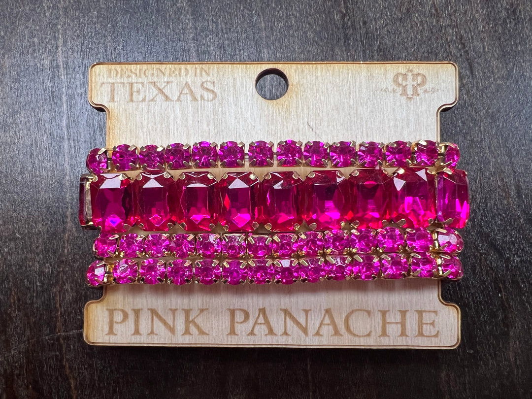 PINK PANACHE: Hot Pink Stone Stretch Bracelet Stack on Simply Obsessed