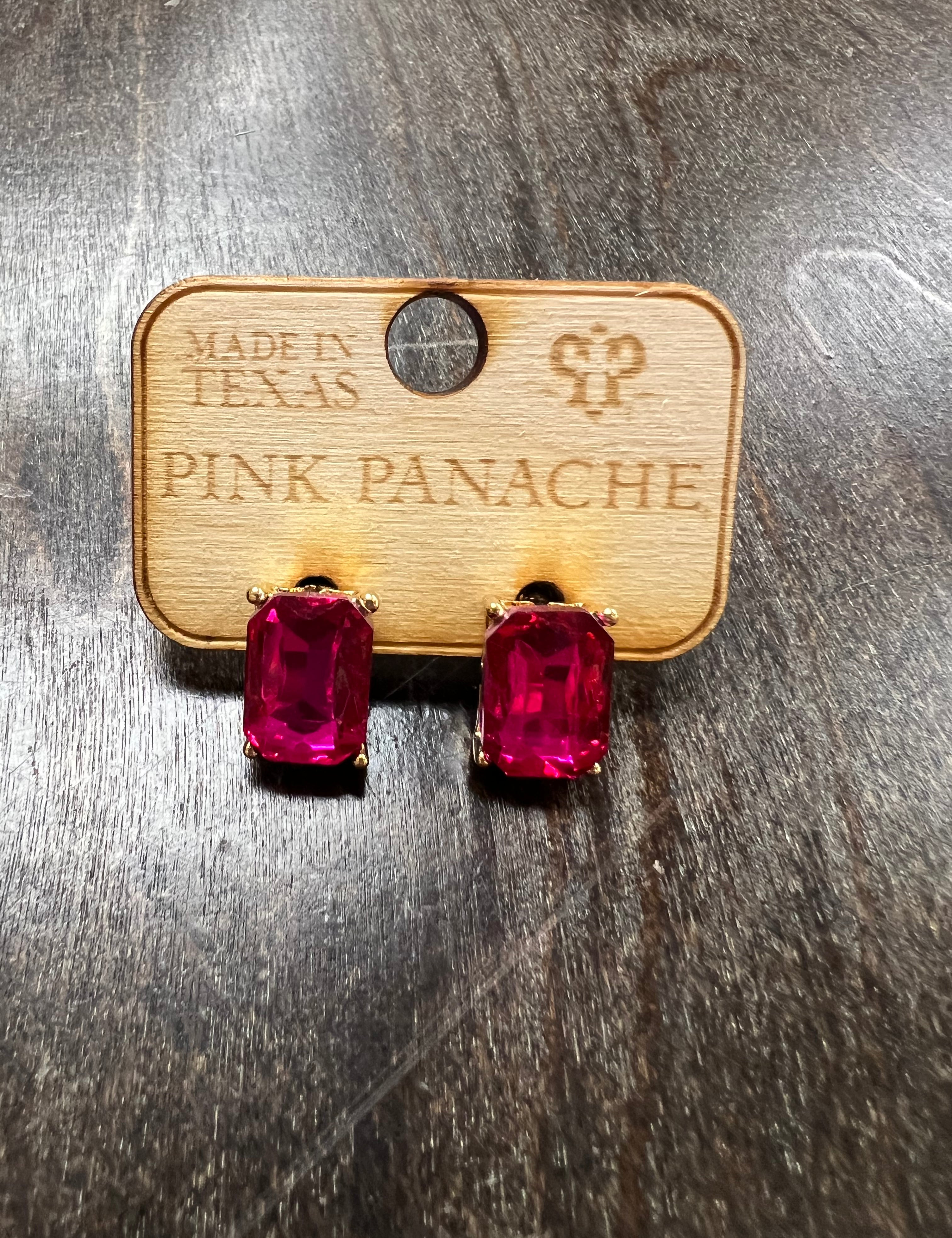 PINK PANACHE: Hot Pink Stone Studs on Simply Obsessed