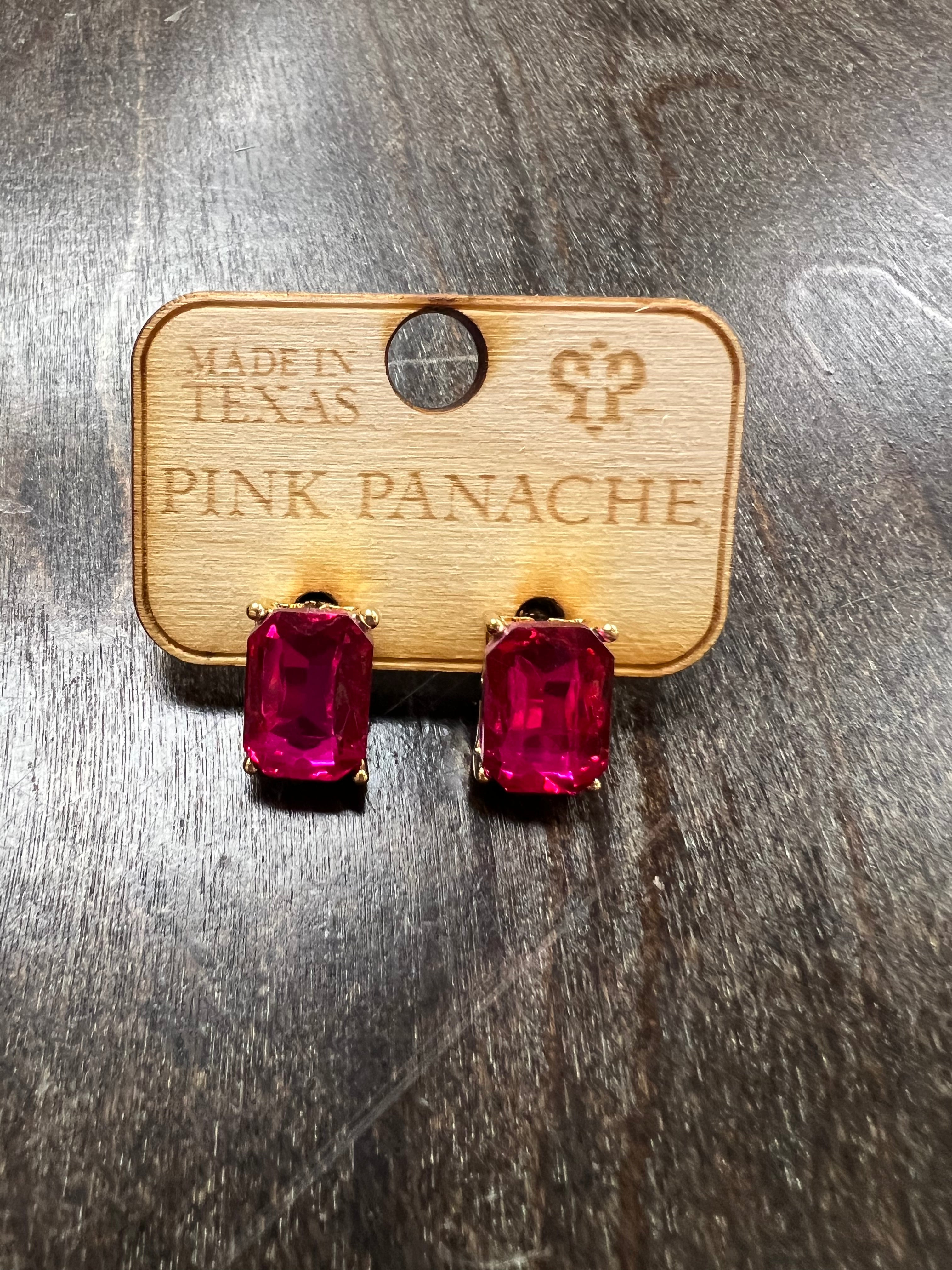 PINK PANACHE: Hot Pink Stone Studs on Simply Obsessed