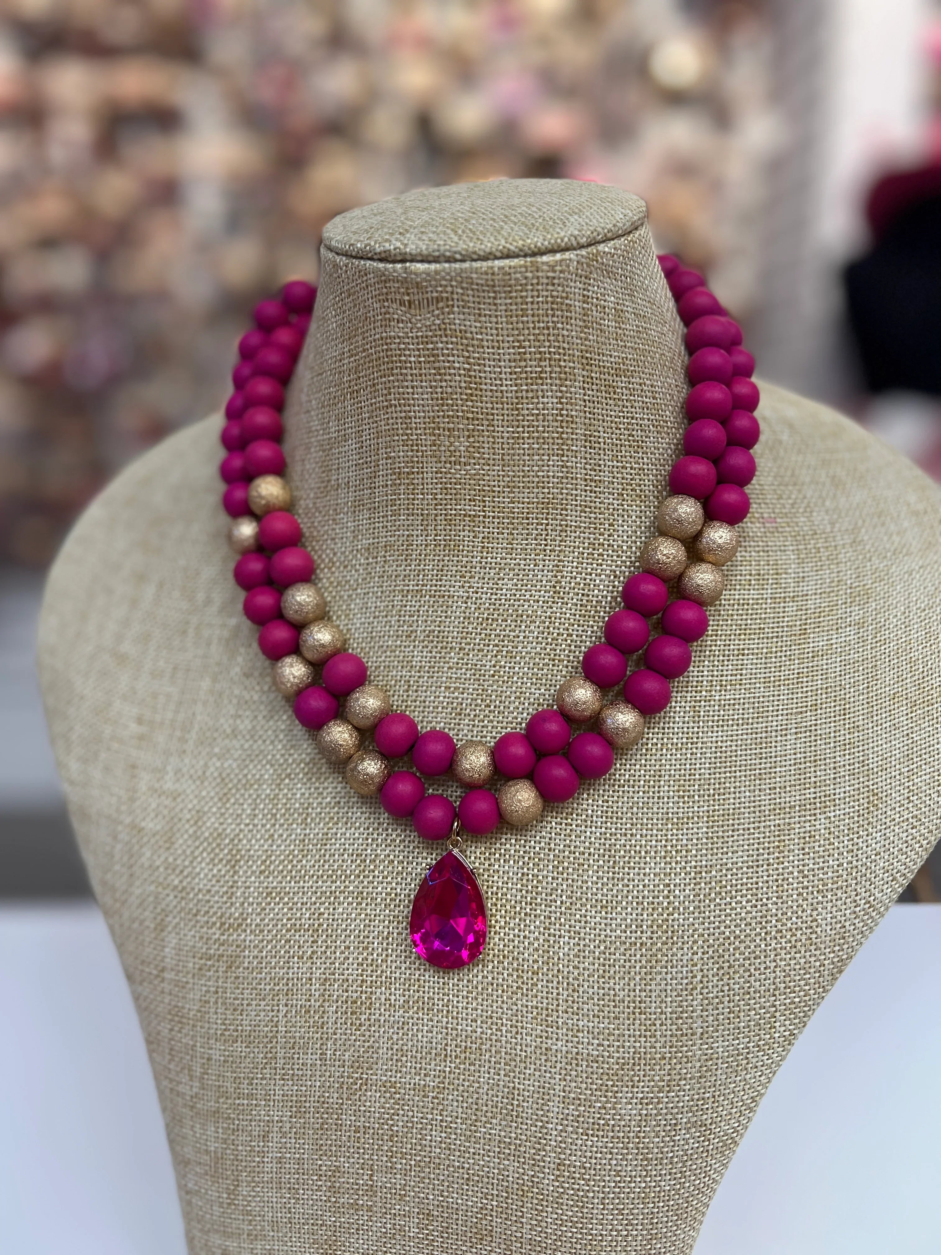 PINK PANACHE Layered Pink/Gold Necklace on Simply Obsessed