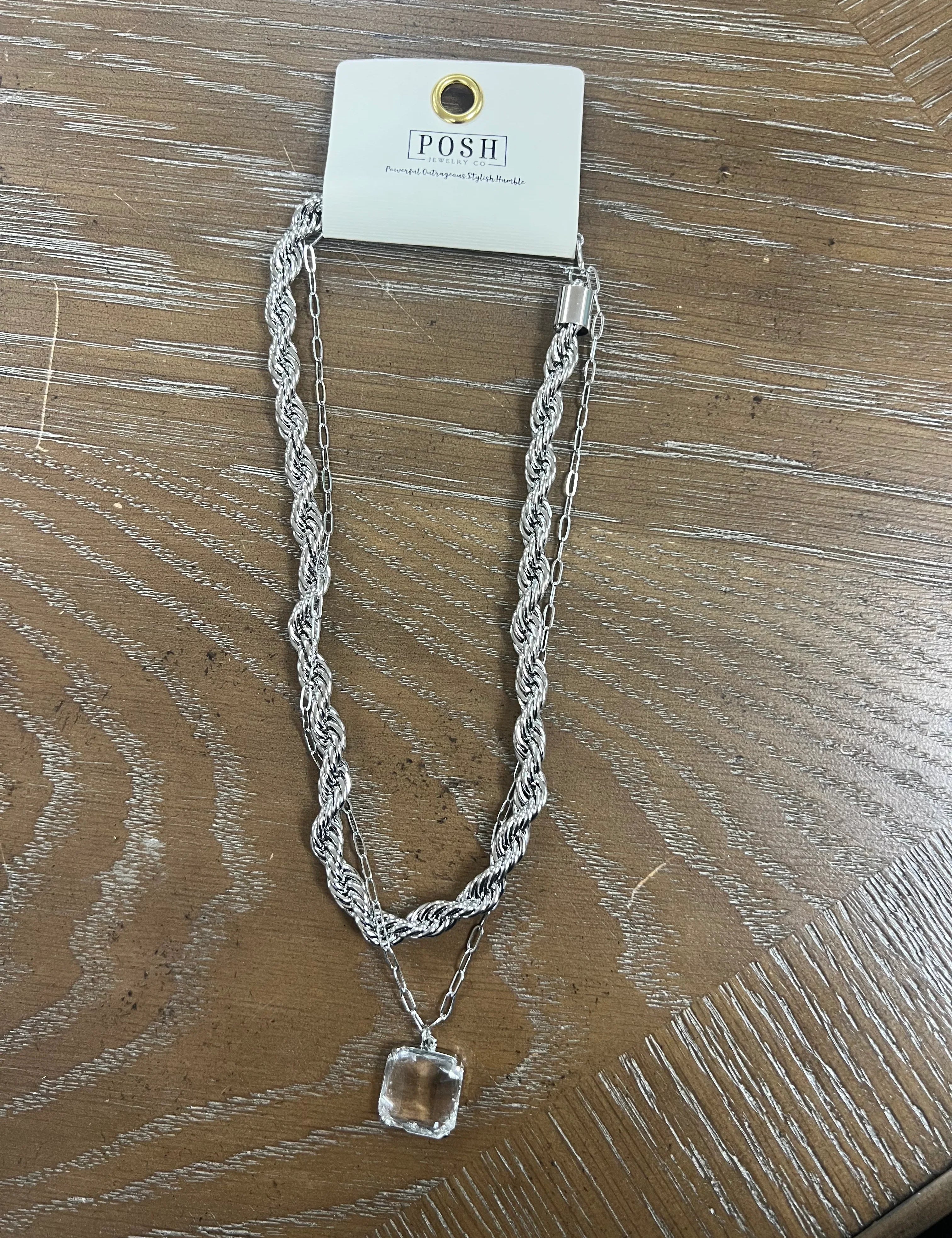 PINK PANACHE Layered Silver Necklace on Simply Obsessed