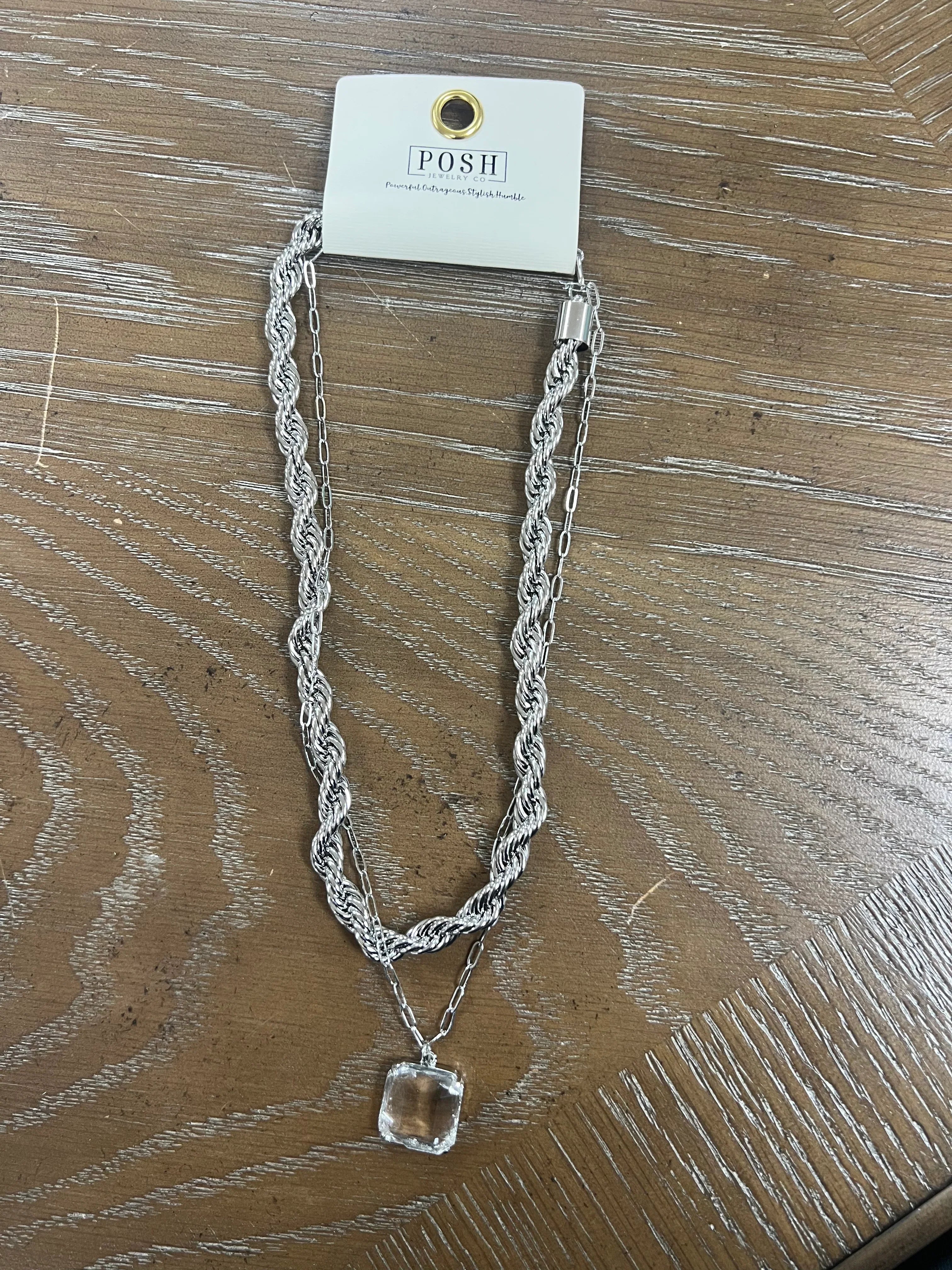 PINK PANACHE Layered Silver Necklace on Simply Obsessed