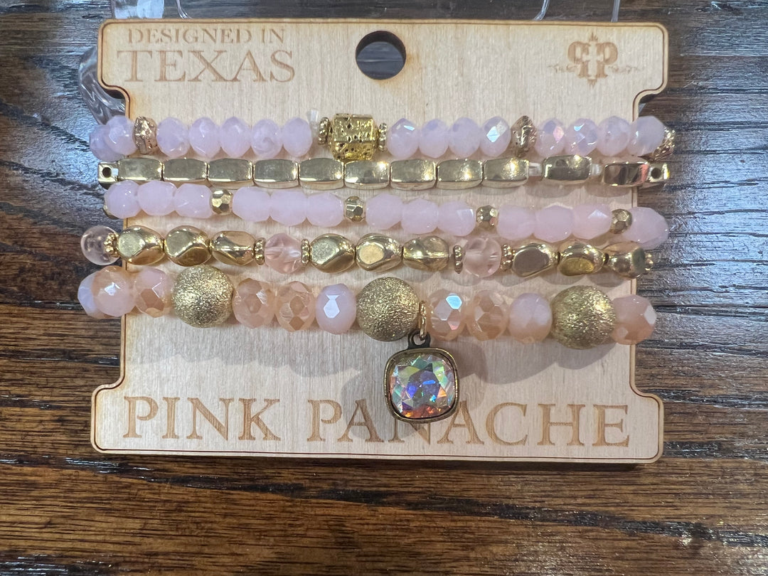 PINK PANACHE: Light Pink/Gold Bracelet Stack on Simply Obsessed