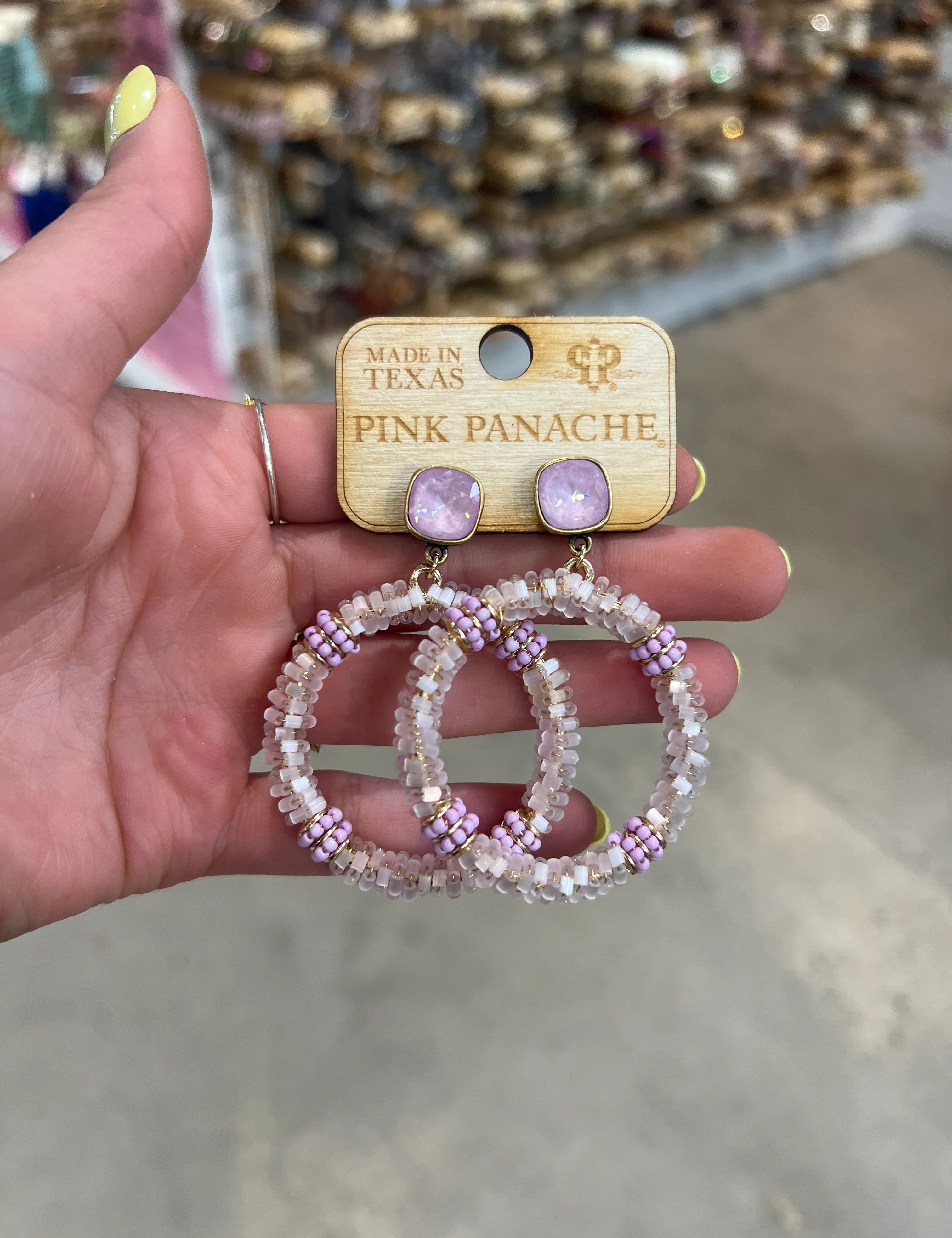 PINK PANACHE Light Purple Beaded Hoops on Simply Obsessed
