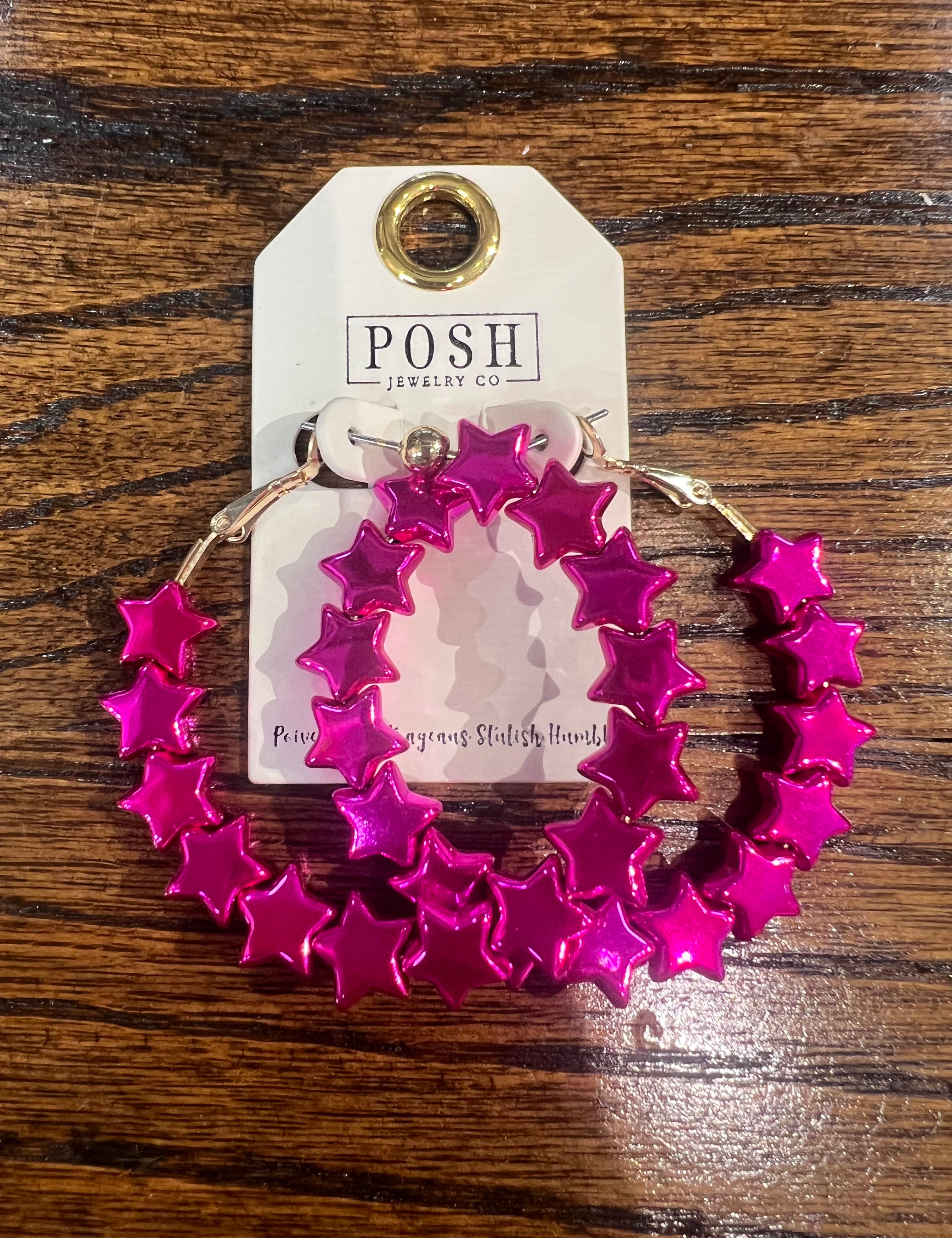 PINK PANACHE: Metallic Pink Star Hoops on Simply Obsessed