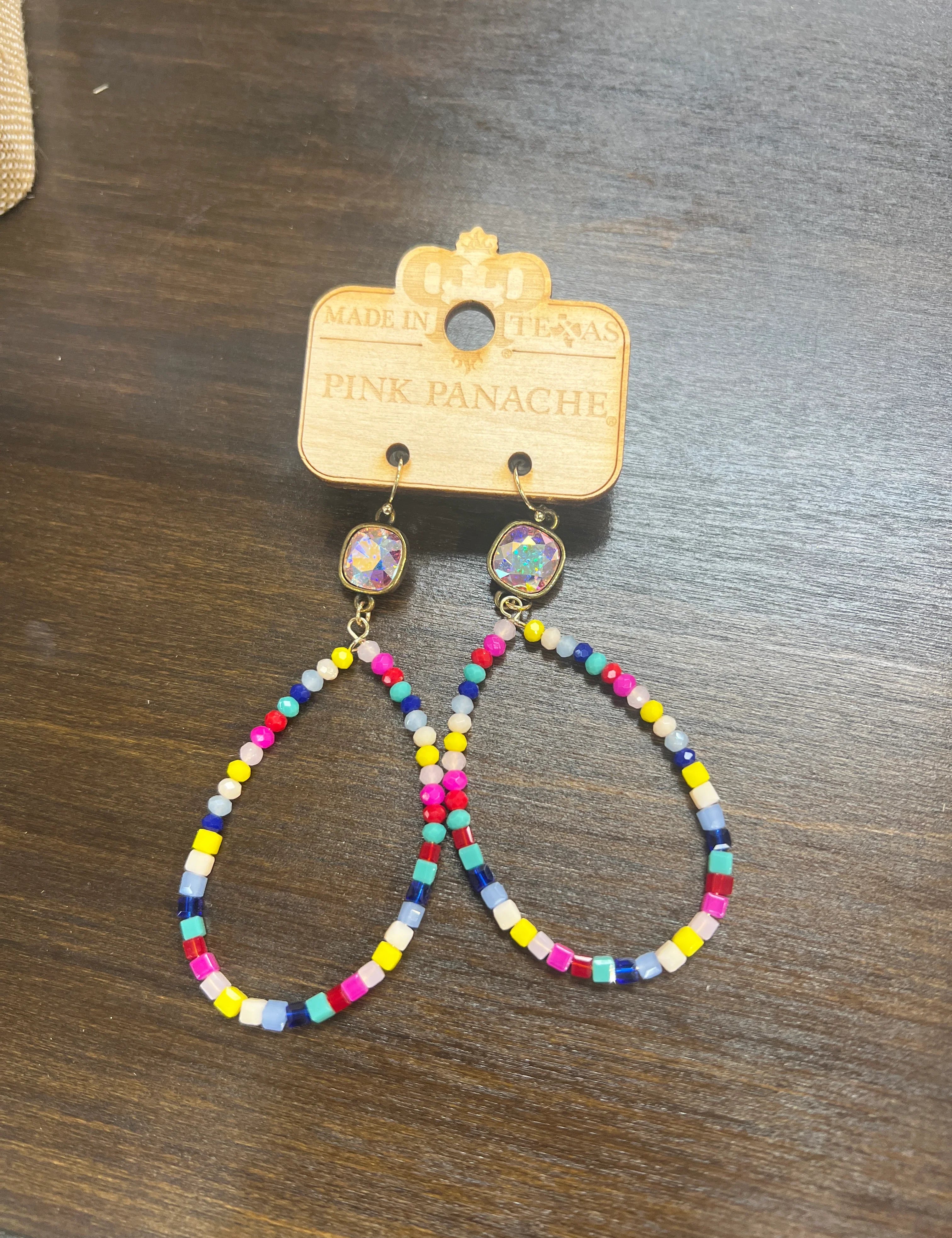 PINK PANACHE Multi Beaded Teardrop Earrings on Simply Obsessed
