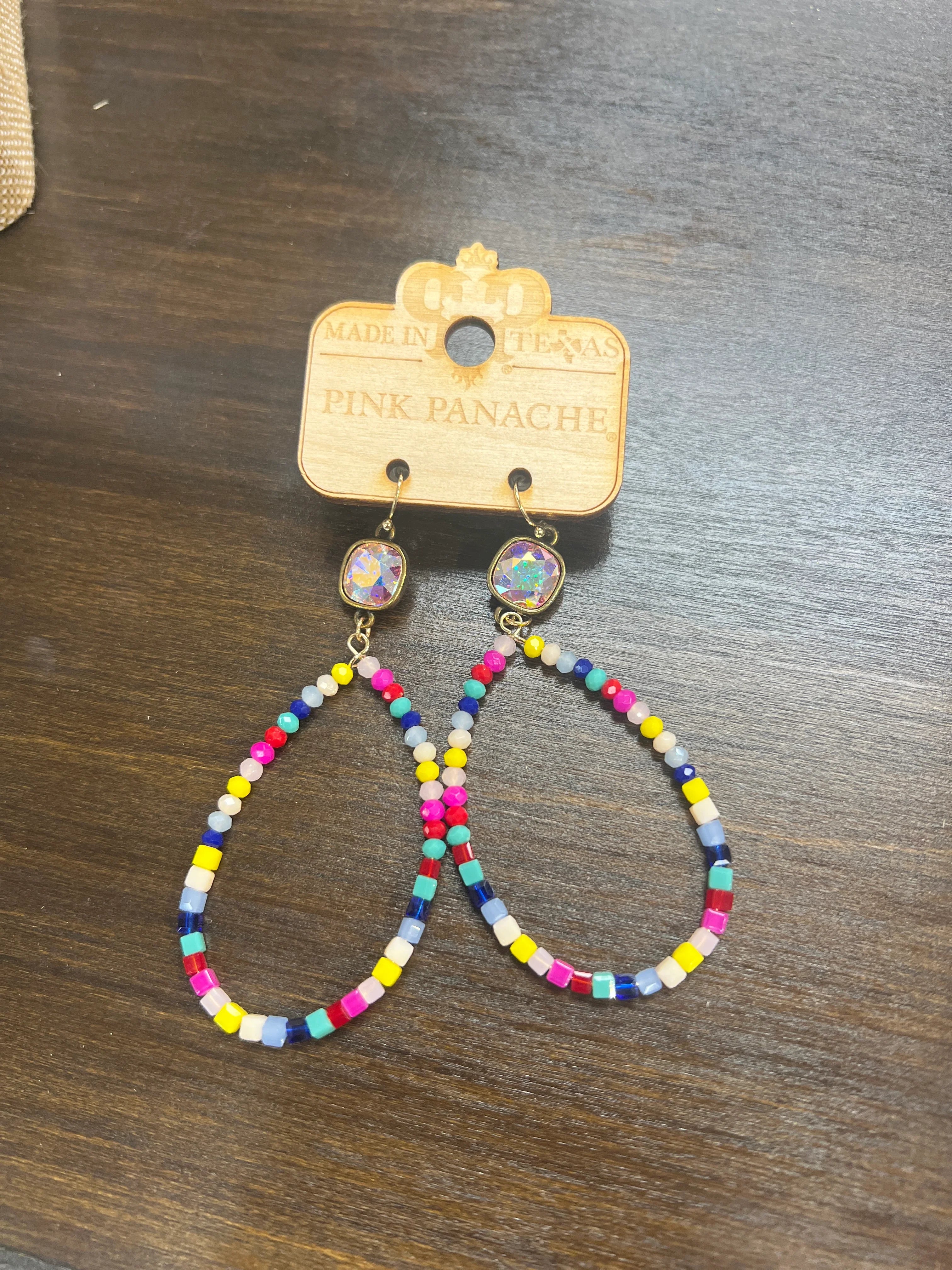 PINK PANACHE Multi Beaded Teardrop Earrings on Simply Obsessed