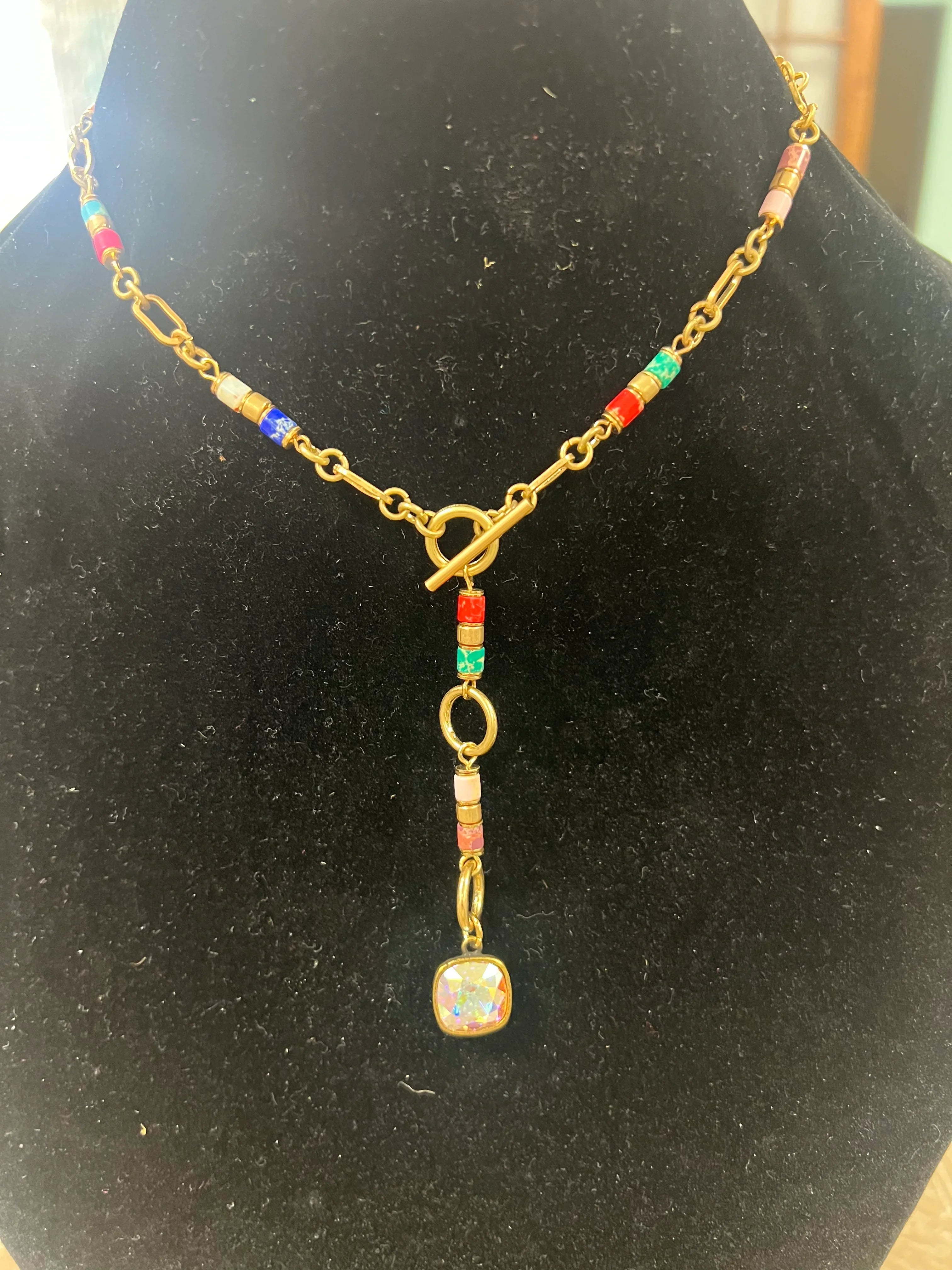 PINK PANACHE Multi Beaded/Chain Drop Necklace on Simply Obsessed