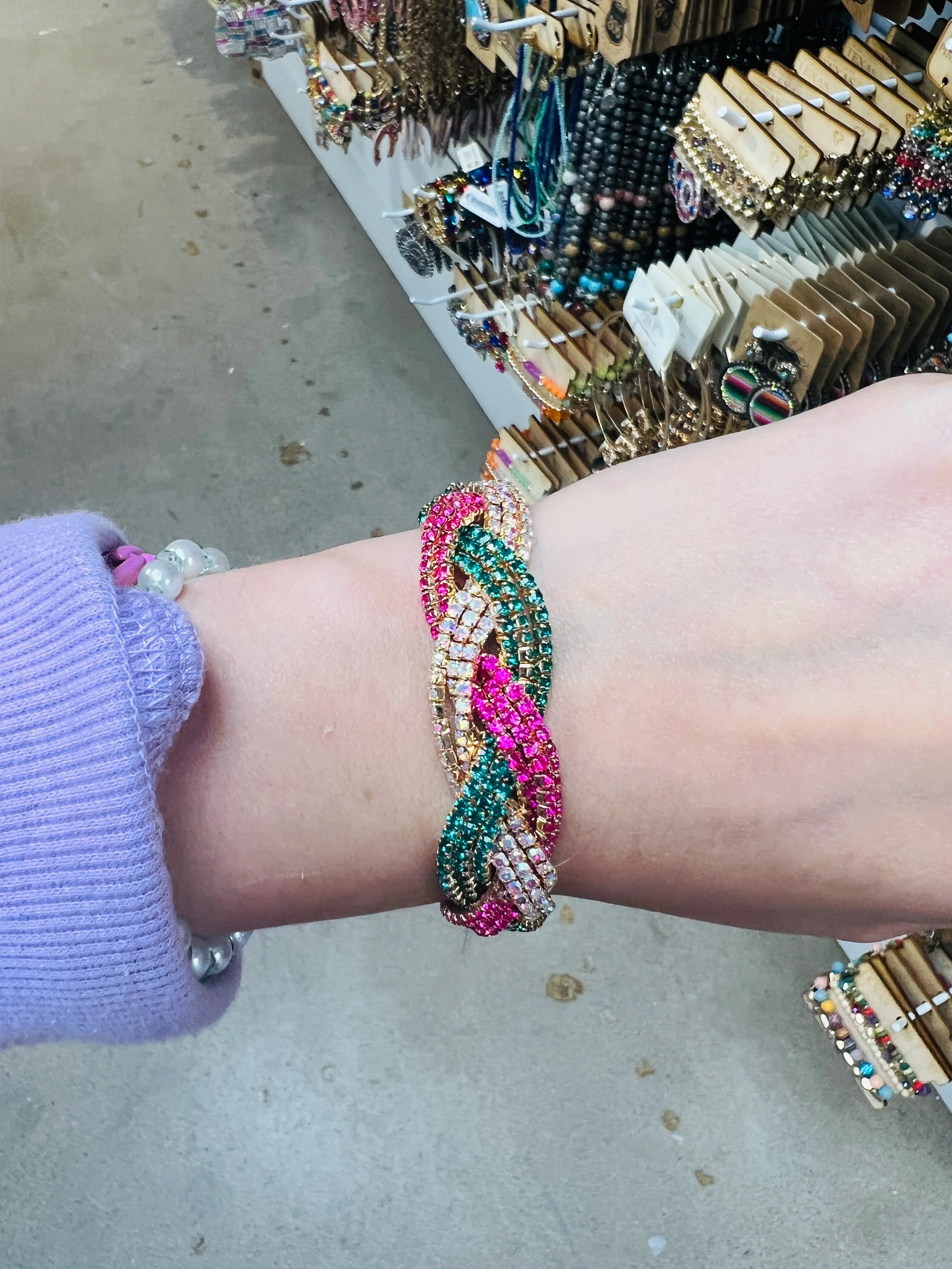 PINK PANACHE Multi Braided Stretch Bracelet on Simply Obsessed