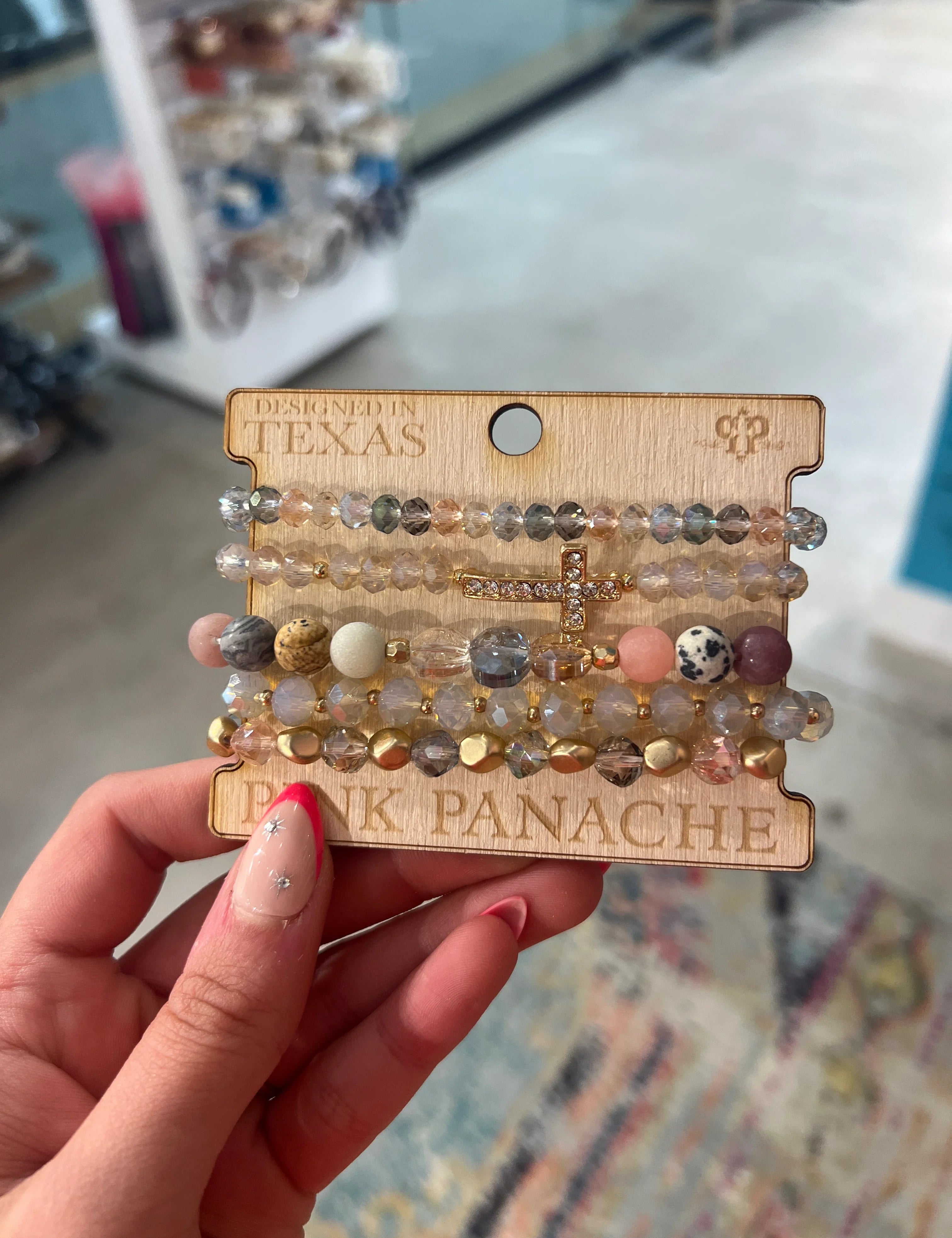 PINK PANACHE Multi Cross Bracelet Stack on Simply Obsessed