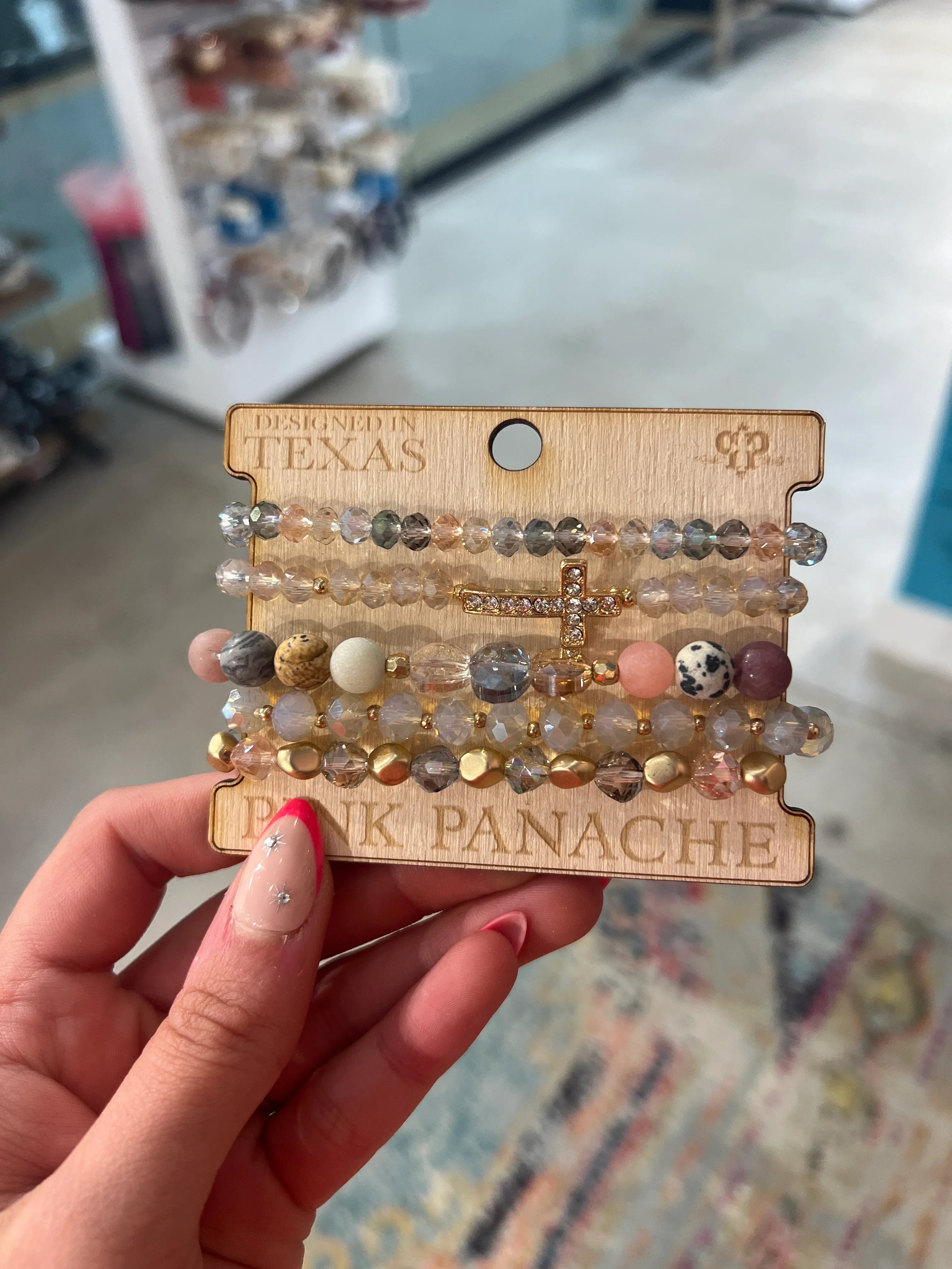 PINK PANACHE Multi Cross Bracelet Stack on Simply Obsessed
