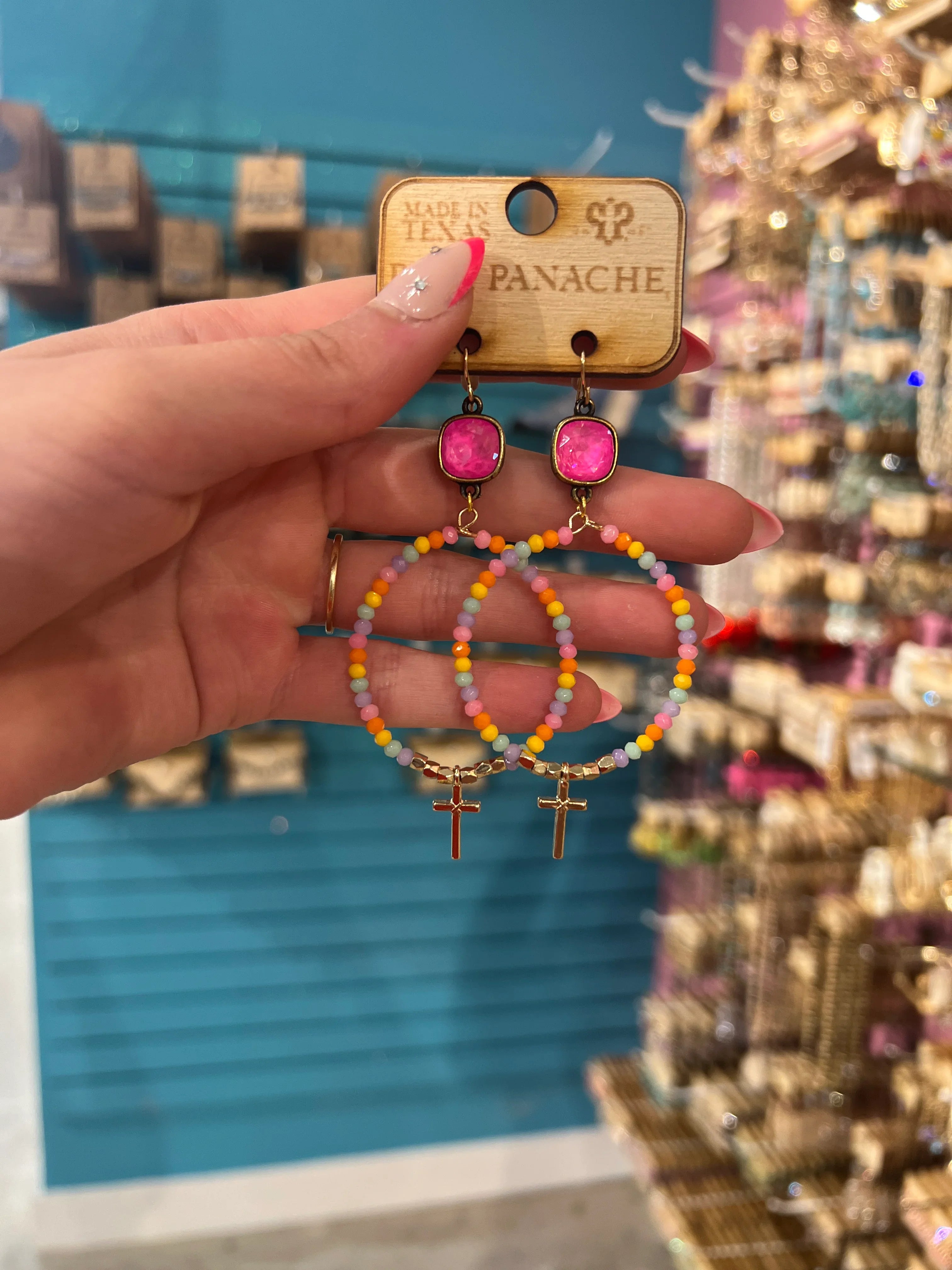 PINK PANACHE Multi Cross Hoops on Simply Obsessed