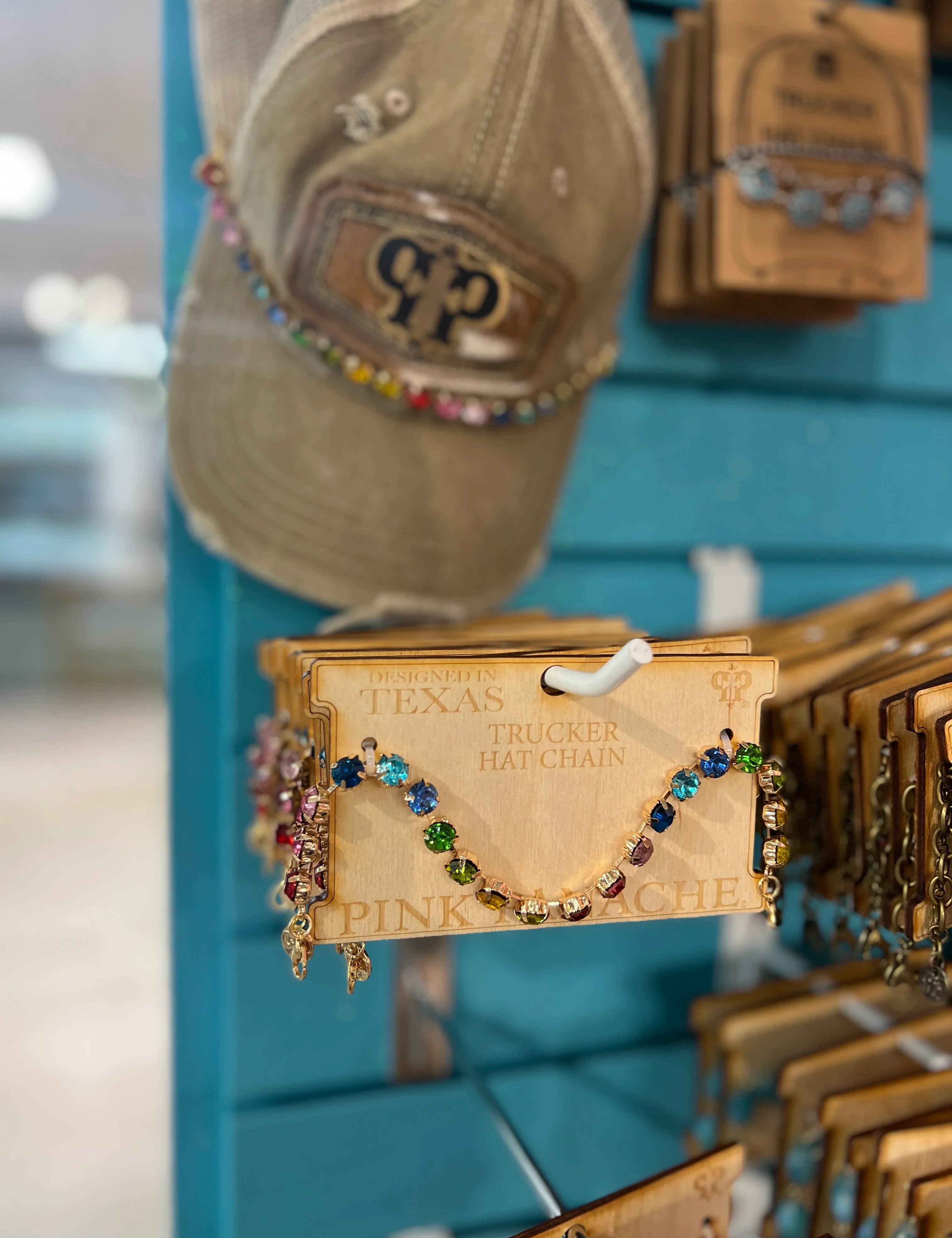 PINK PANACHE Multi Gemstone Hat Chain on Simply Obsessed