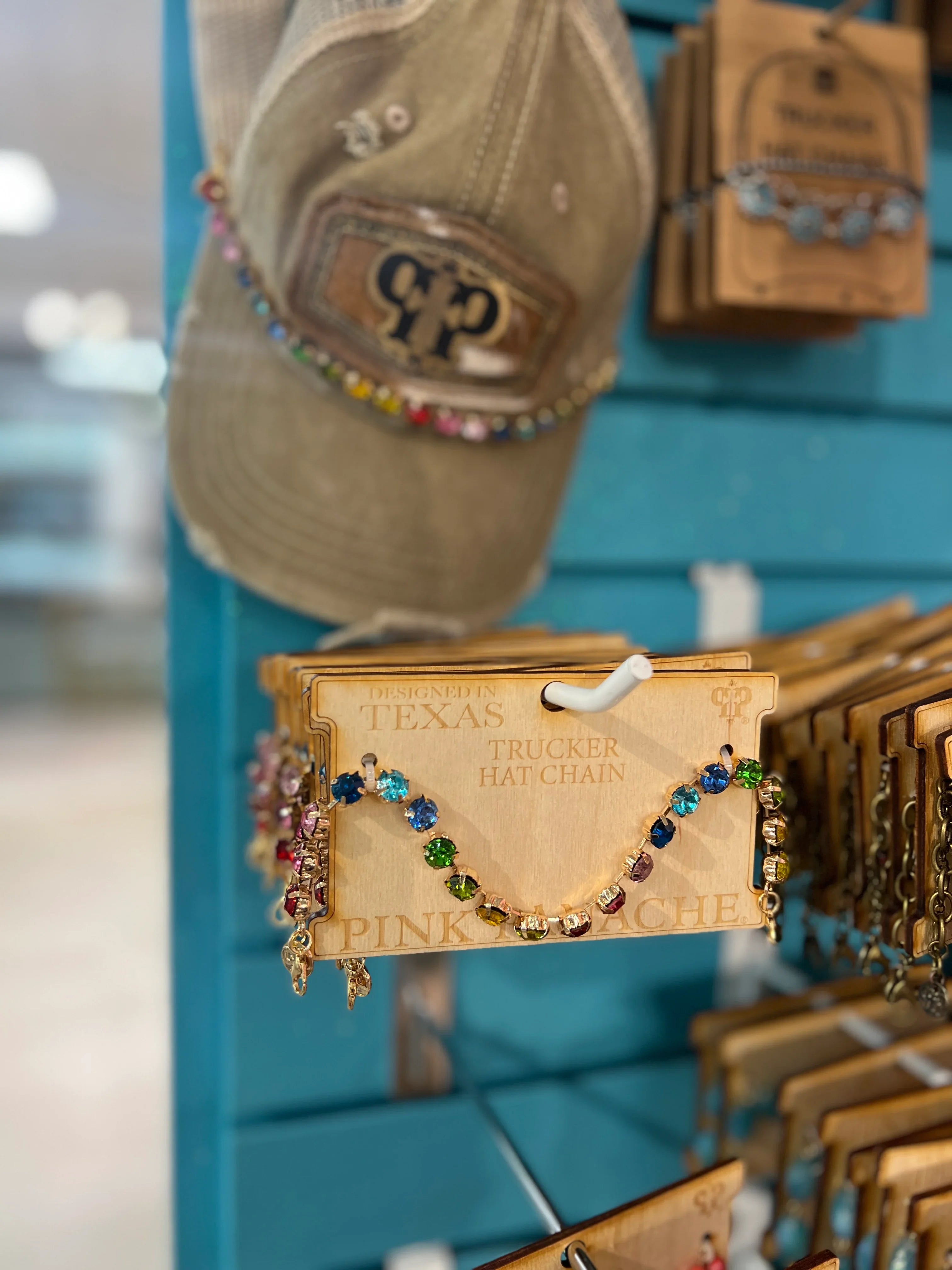 PINK PANACHE Multi Gemstone Hat Chain on Simply Obsessed