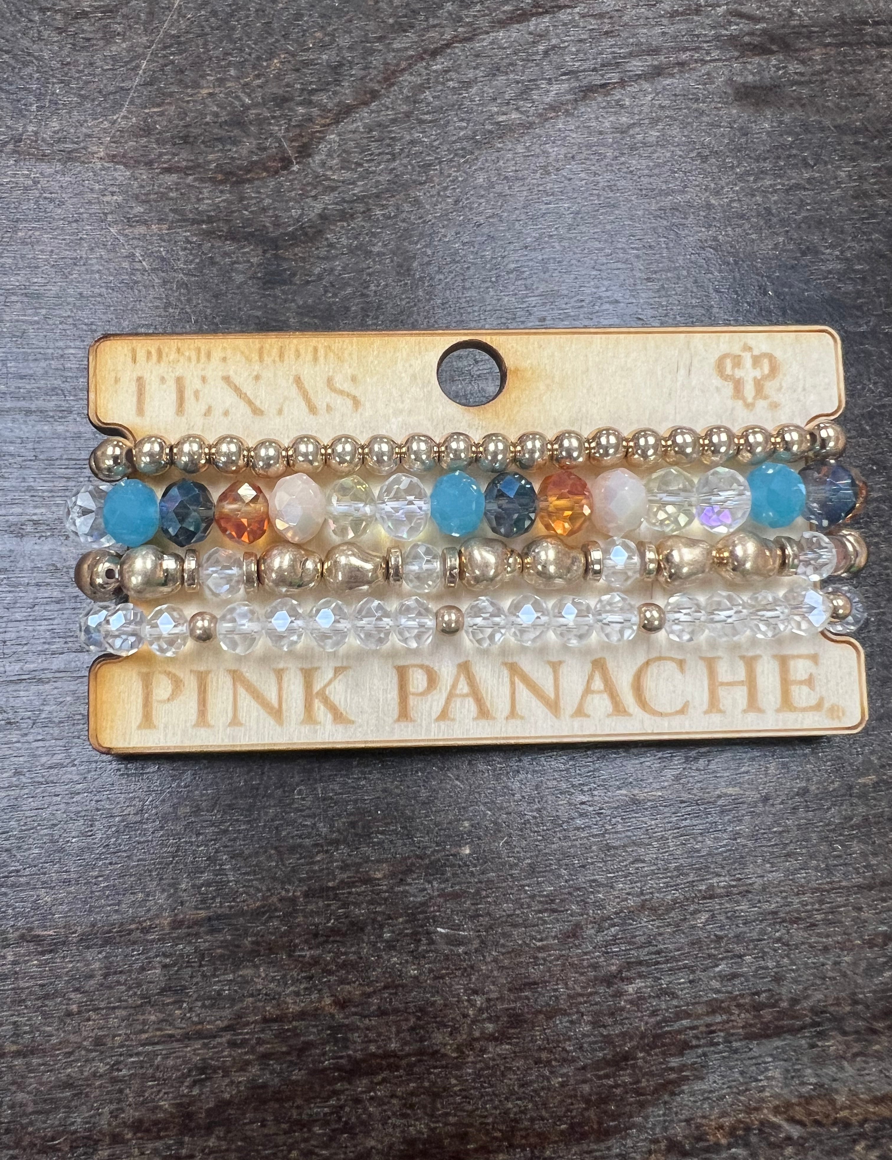 PINK PANACHE: Multi Gold Bracelet Stack on Simply Obsessed