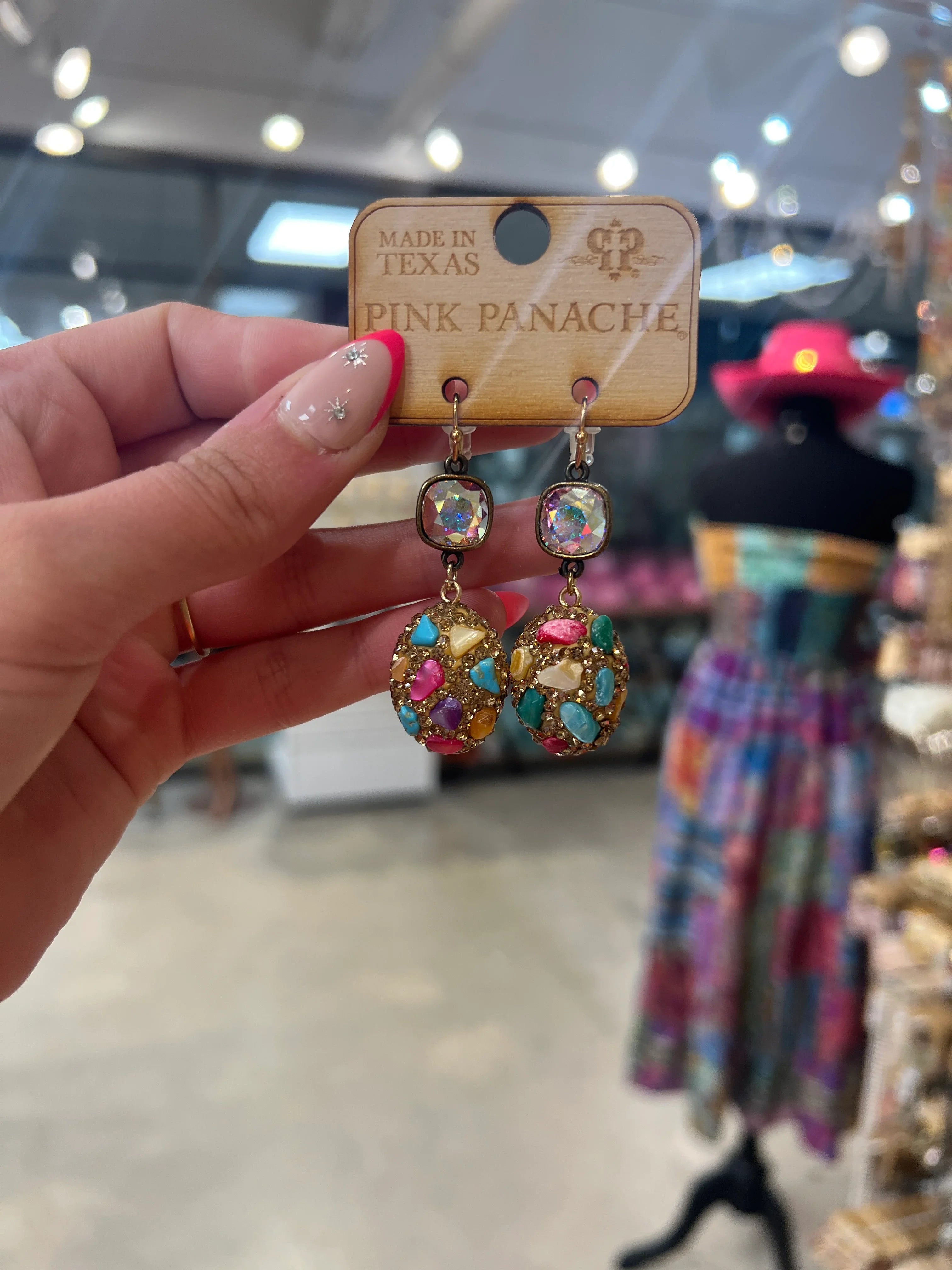 PINK PANACHE Multi Stone Drop Earrings on Simply Obsessed