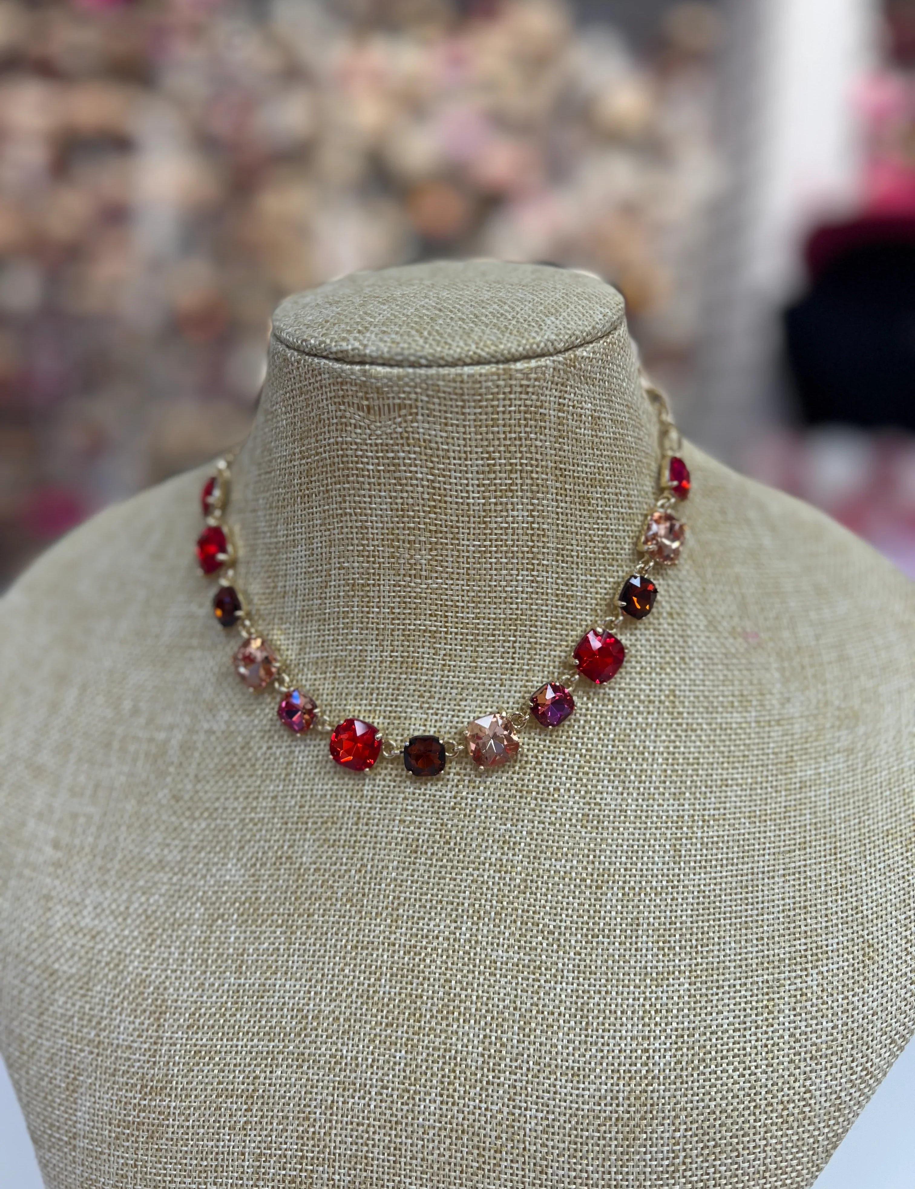 PINK PANACHE Multi Stone Gold Necklace on Simply Obsessed