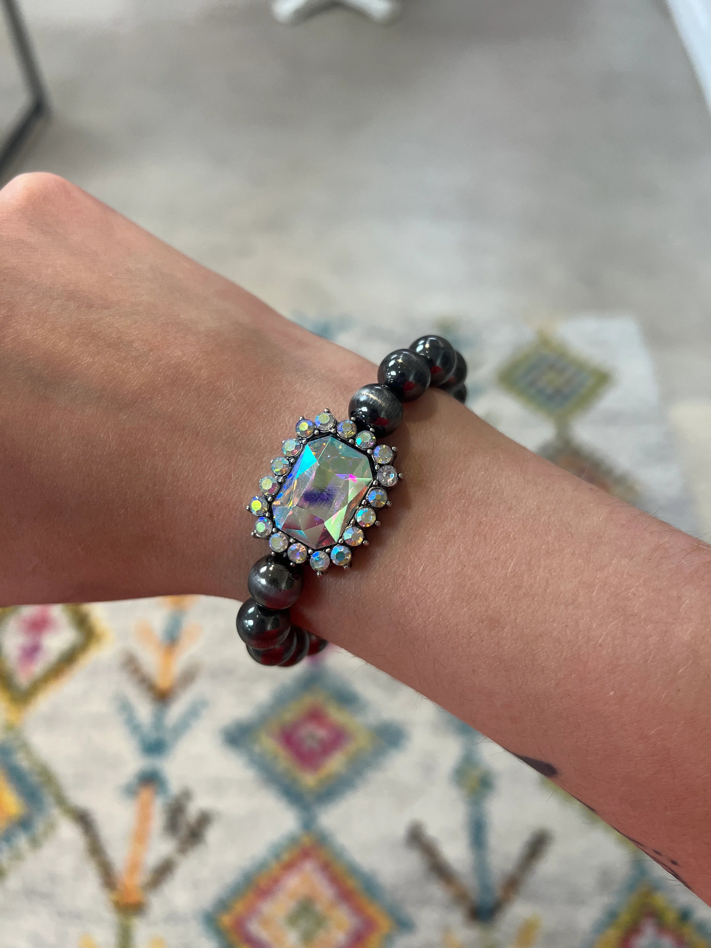 PINK PANACHE Navajo Pearl Bling Stone Bracelet on Simply Obsessed