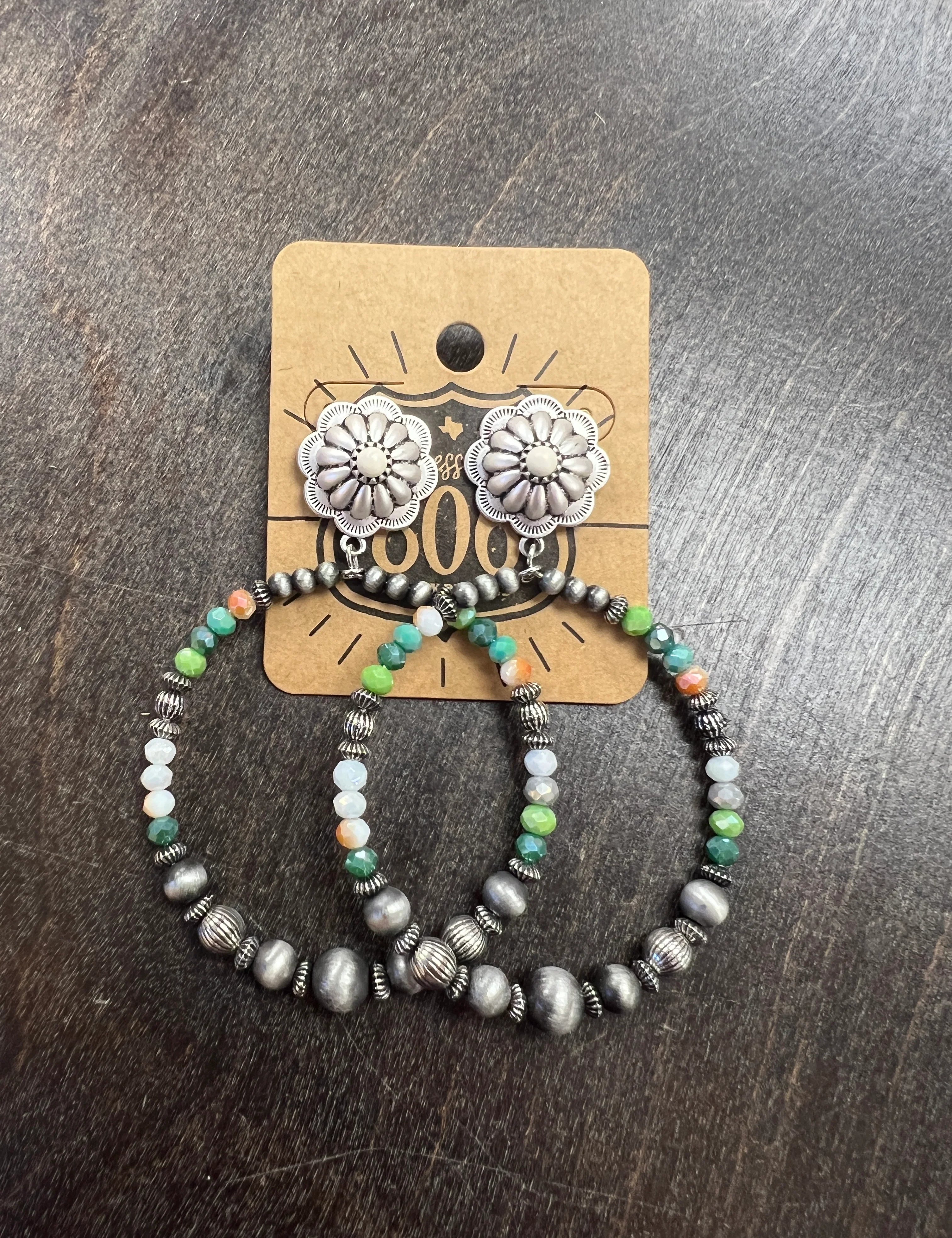 PINK PANACHE Navajo Pearl Green Hoops on Simply Obsessed