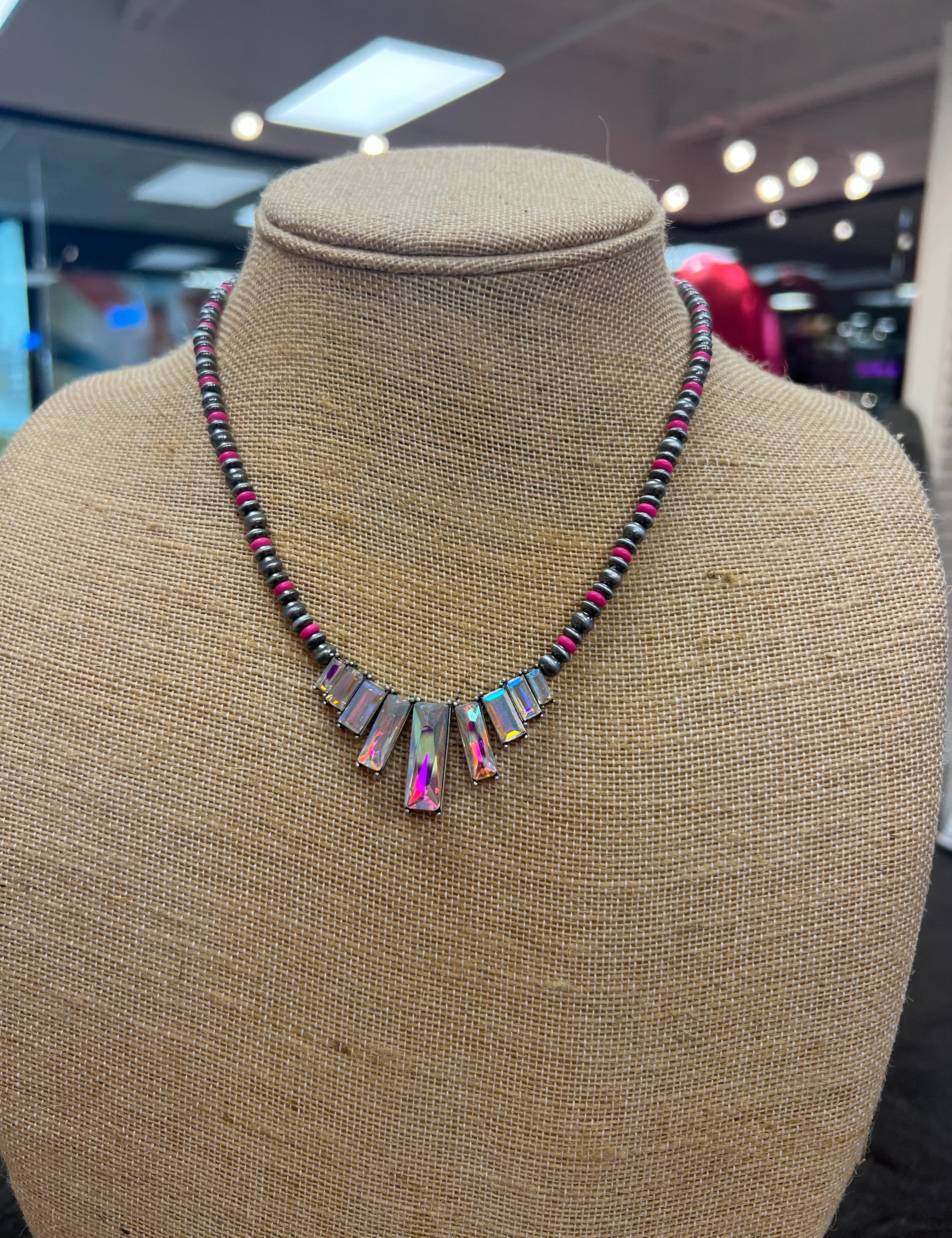 PINK PANACHE Navajo Pearl Pink Bling Necklace on Simply Obsessed