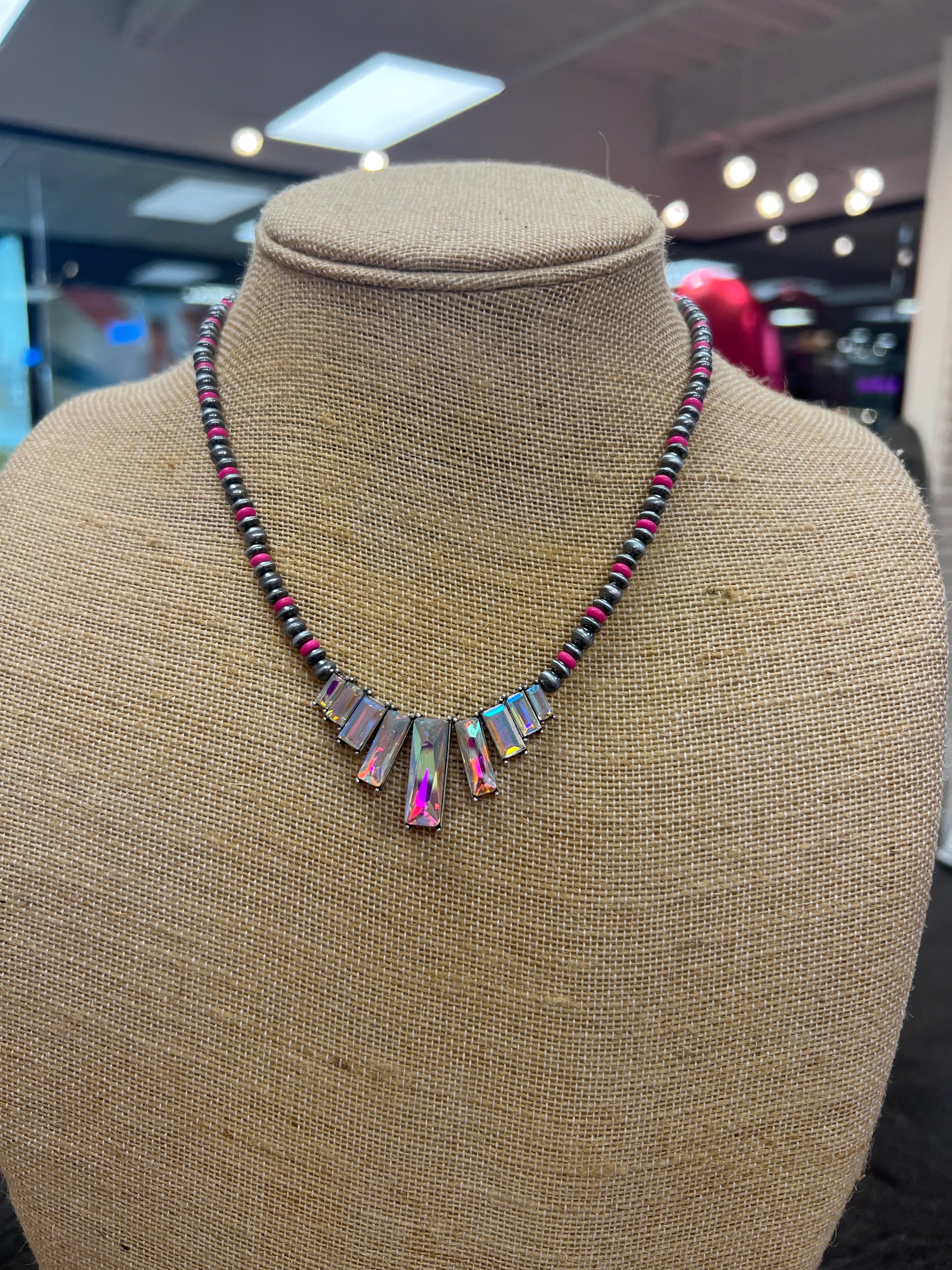 PINK PANACHE Navajo Pearl Pink Bling Necklace on Simply Obsessed