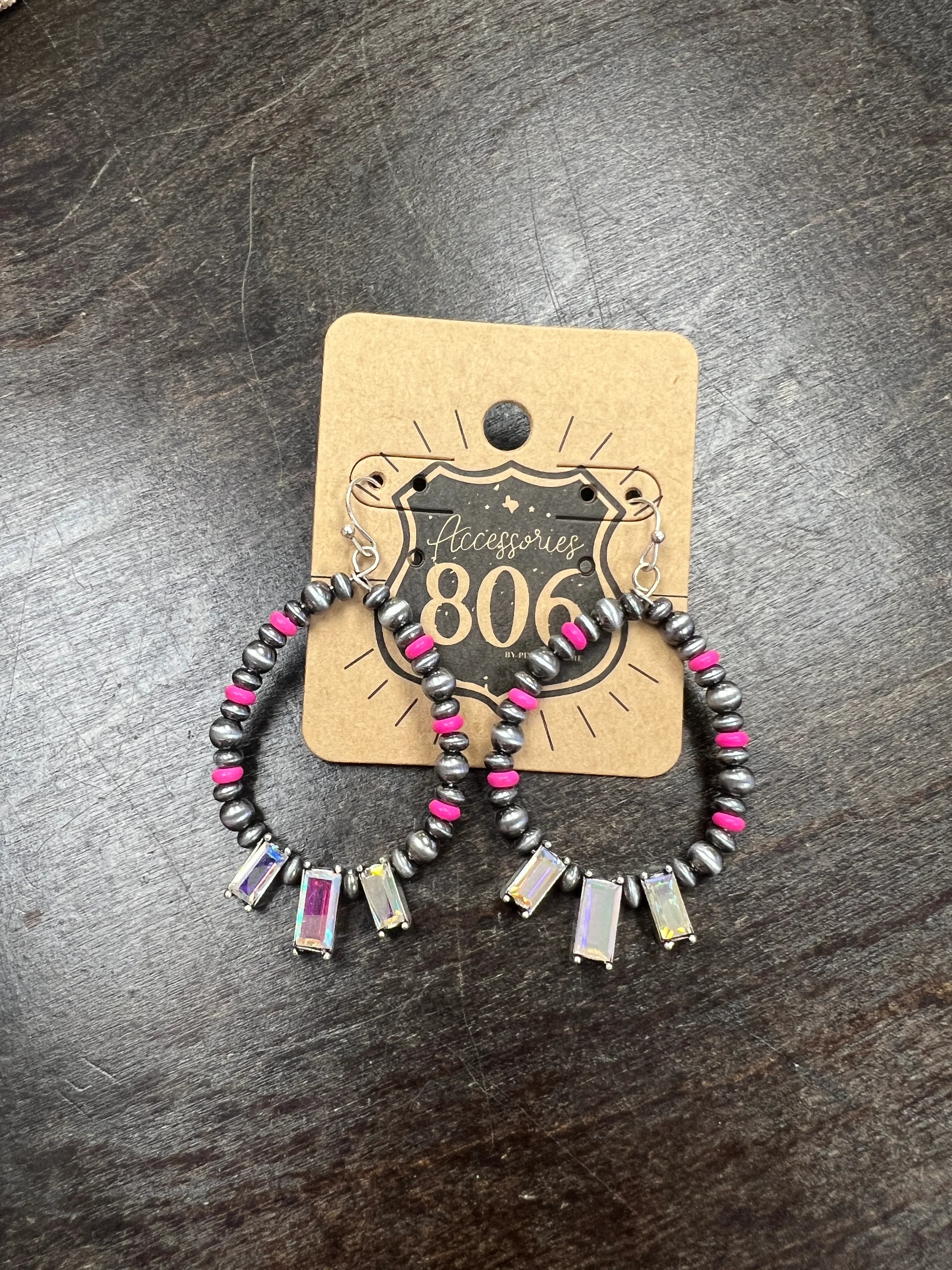 PINK PANACHE Navajo Pearl/Pink Bling Earrings on Simply Obsessed
