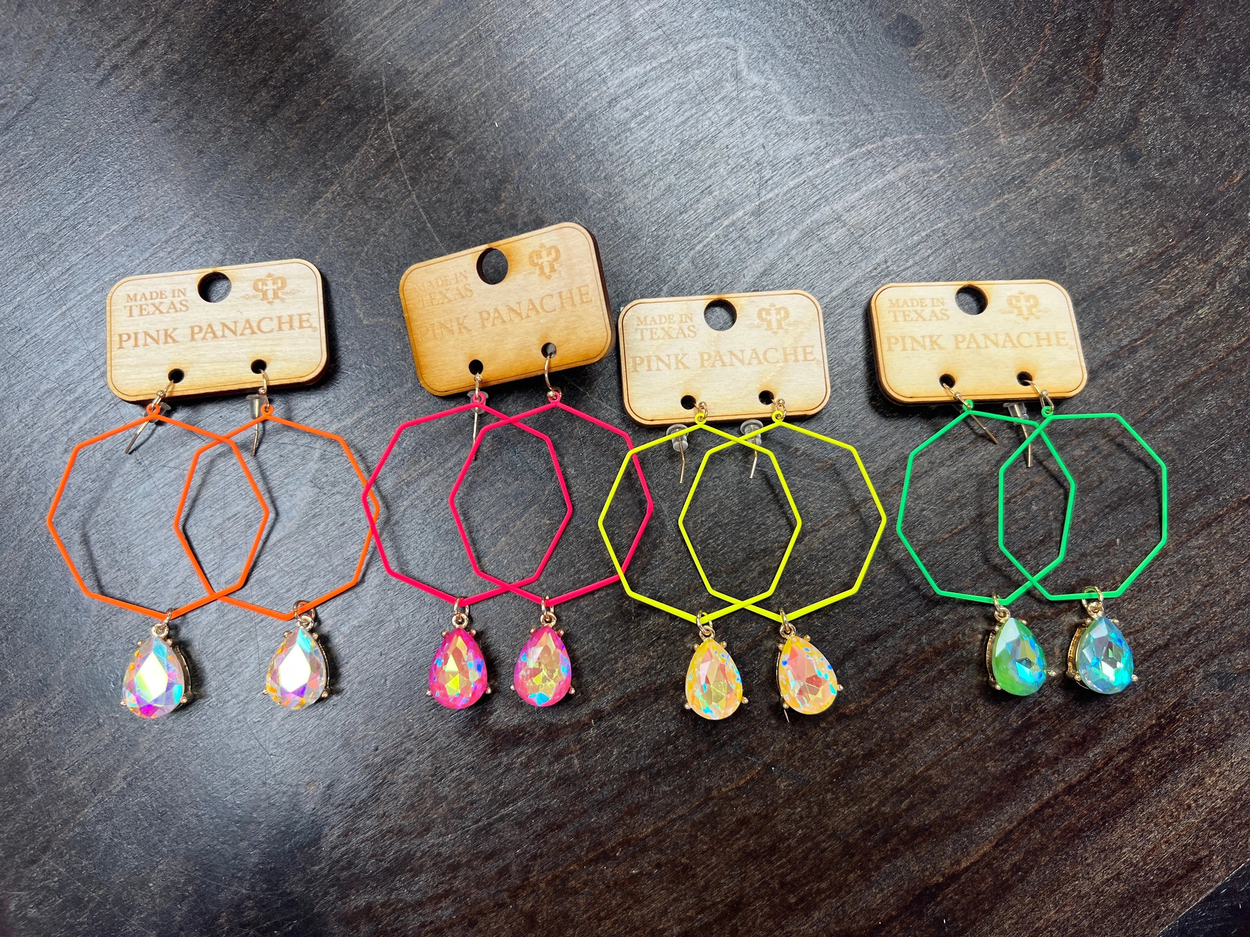 PINK PANACHE Neon Hexagon Hoops on Simply Obsessed