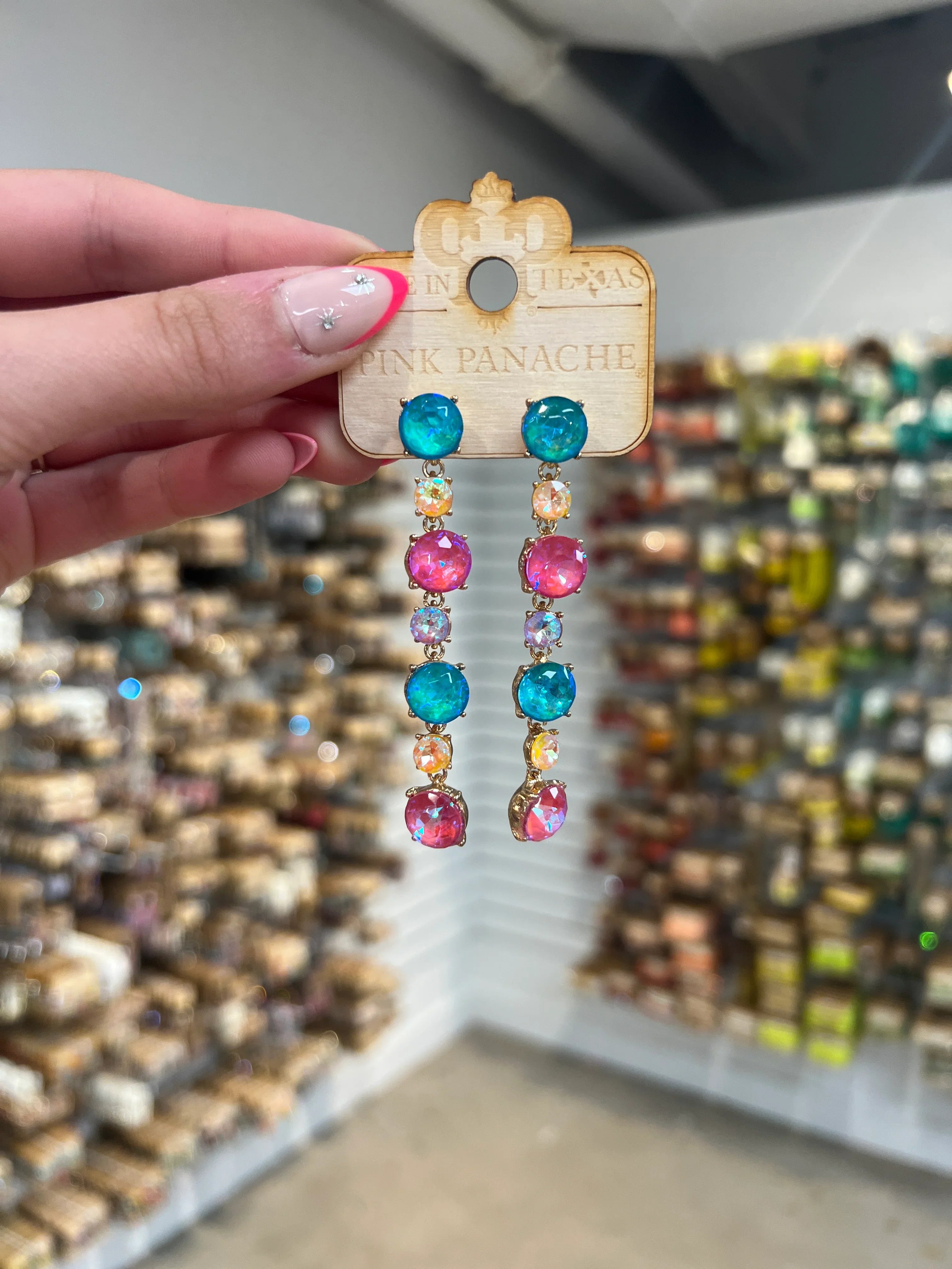 PINK PANACHE Neon Multi Dangle Earrings on Simply Obsessed