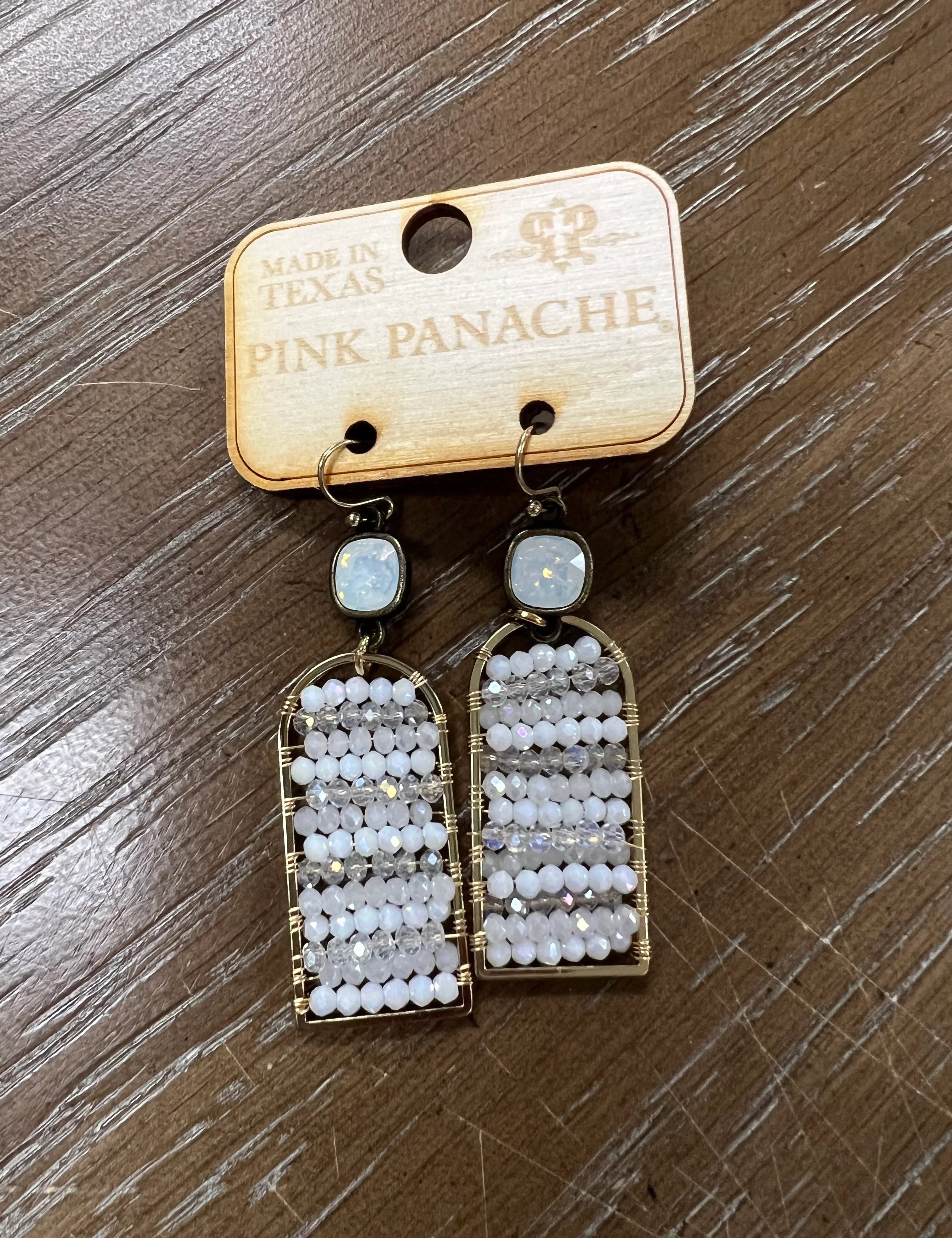 PINK PANACHE Neutral Beaded Arch Earrings on Simply Obsessed
