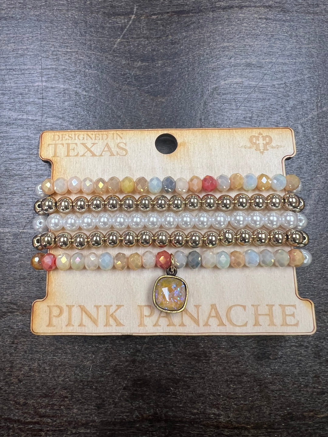 PINK PANACHE: Neutral Gold Pearl Bracelet Stack on Simply Obsessed