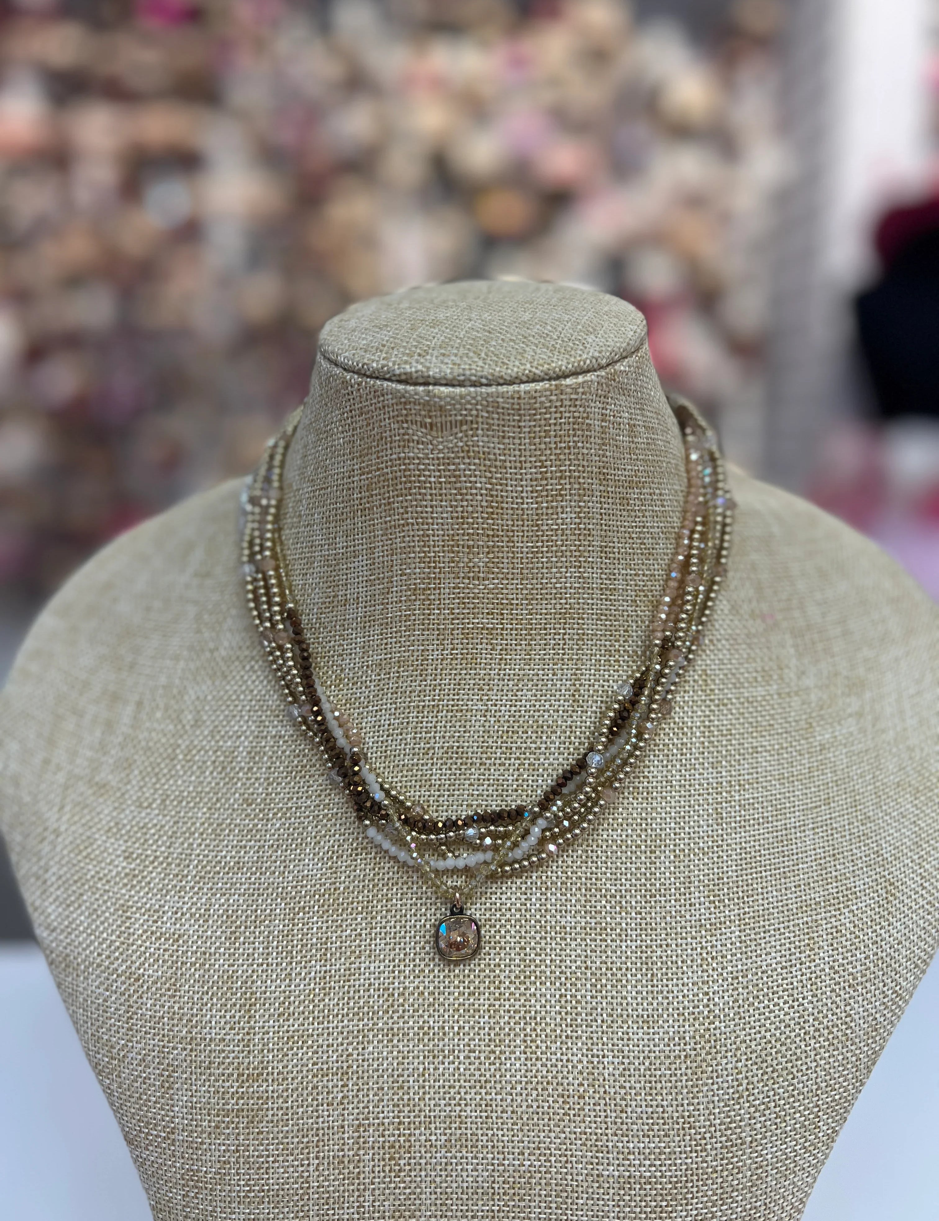 PINK PANACHE Neutral Layered Necklace on Simply Obsessed