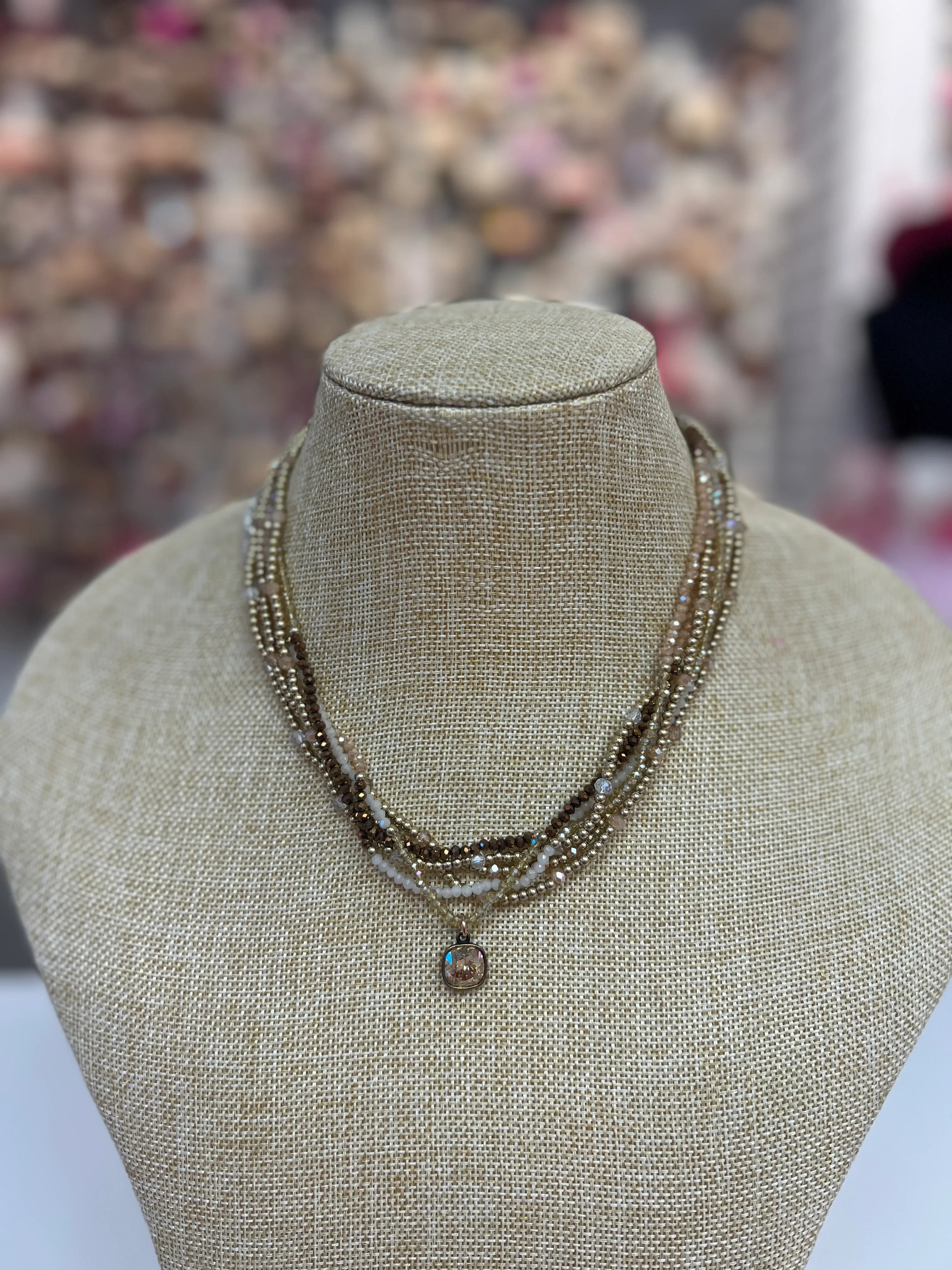 PINK PANACHE Neutral Layered Necklace on Simply Obsessed