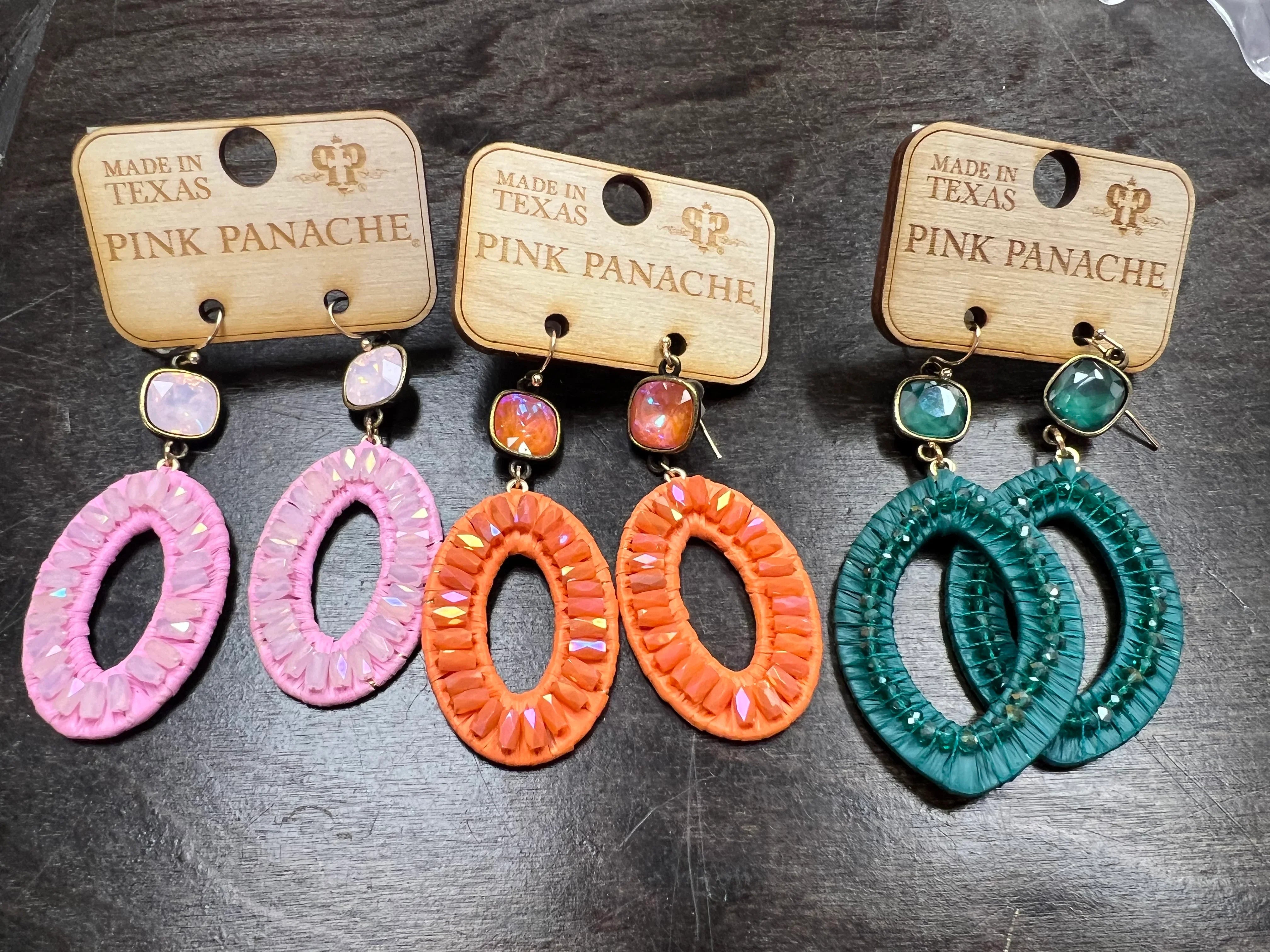PINK PANACHE Oval Woven Shimmer Earrings on Simply Obsessed