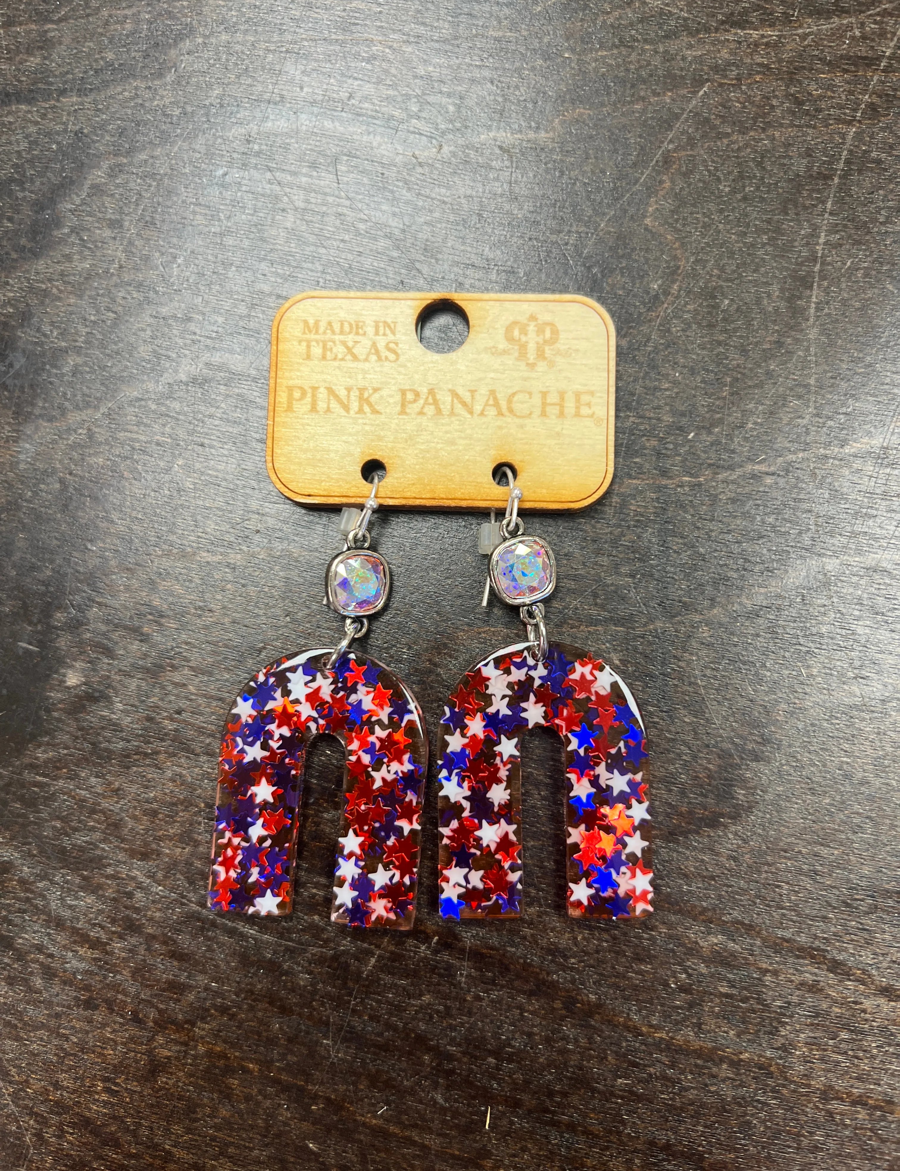 PINK PANACHE Patriotic Star Arch Earrings on Simply Obsessed