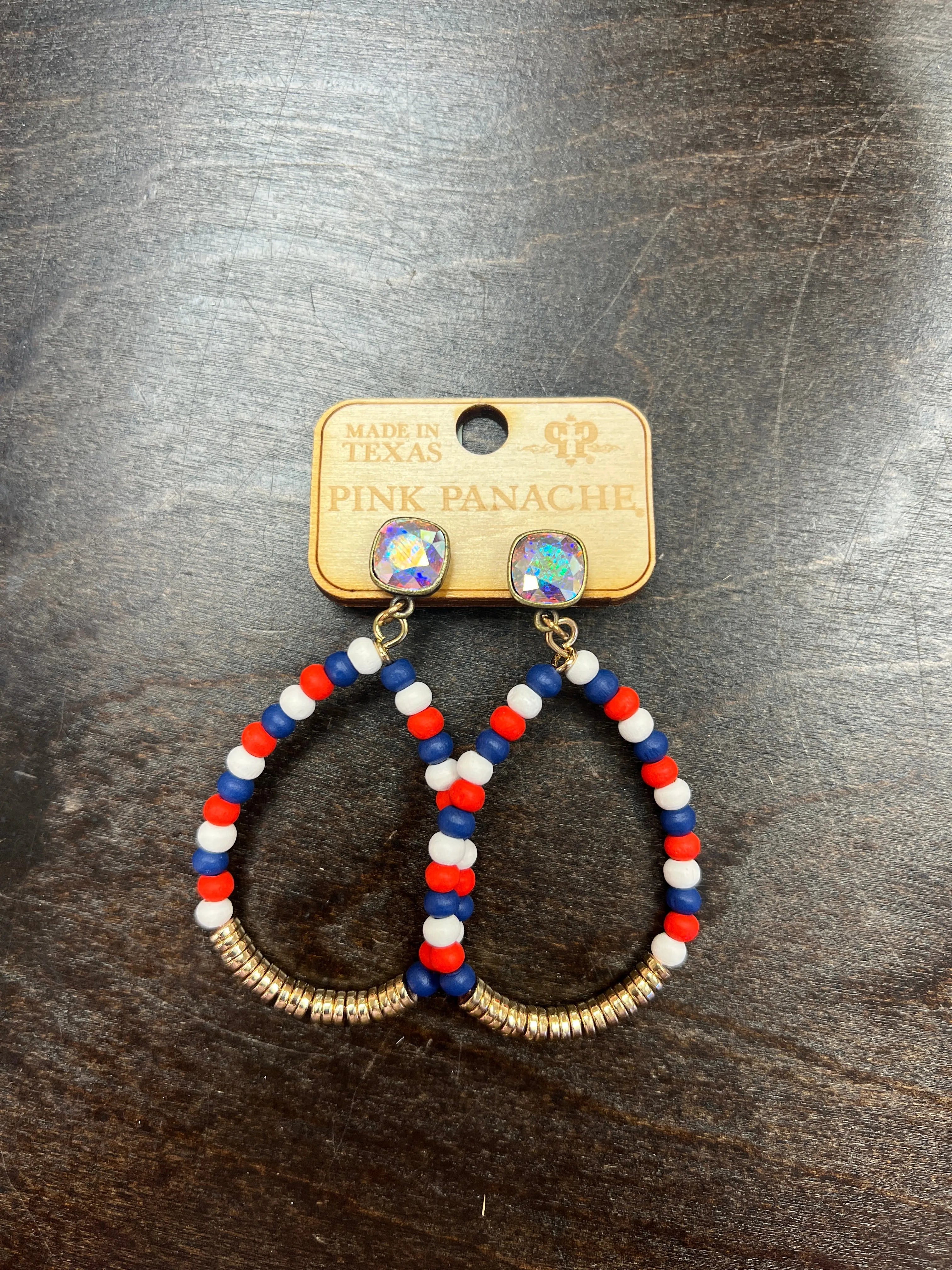PINK PANACHE Patriotic/Gold Teardrop Earrings on Simply Obsessed