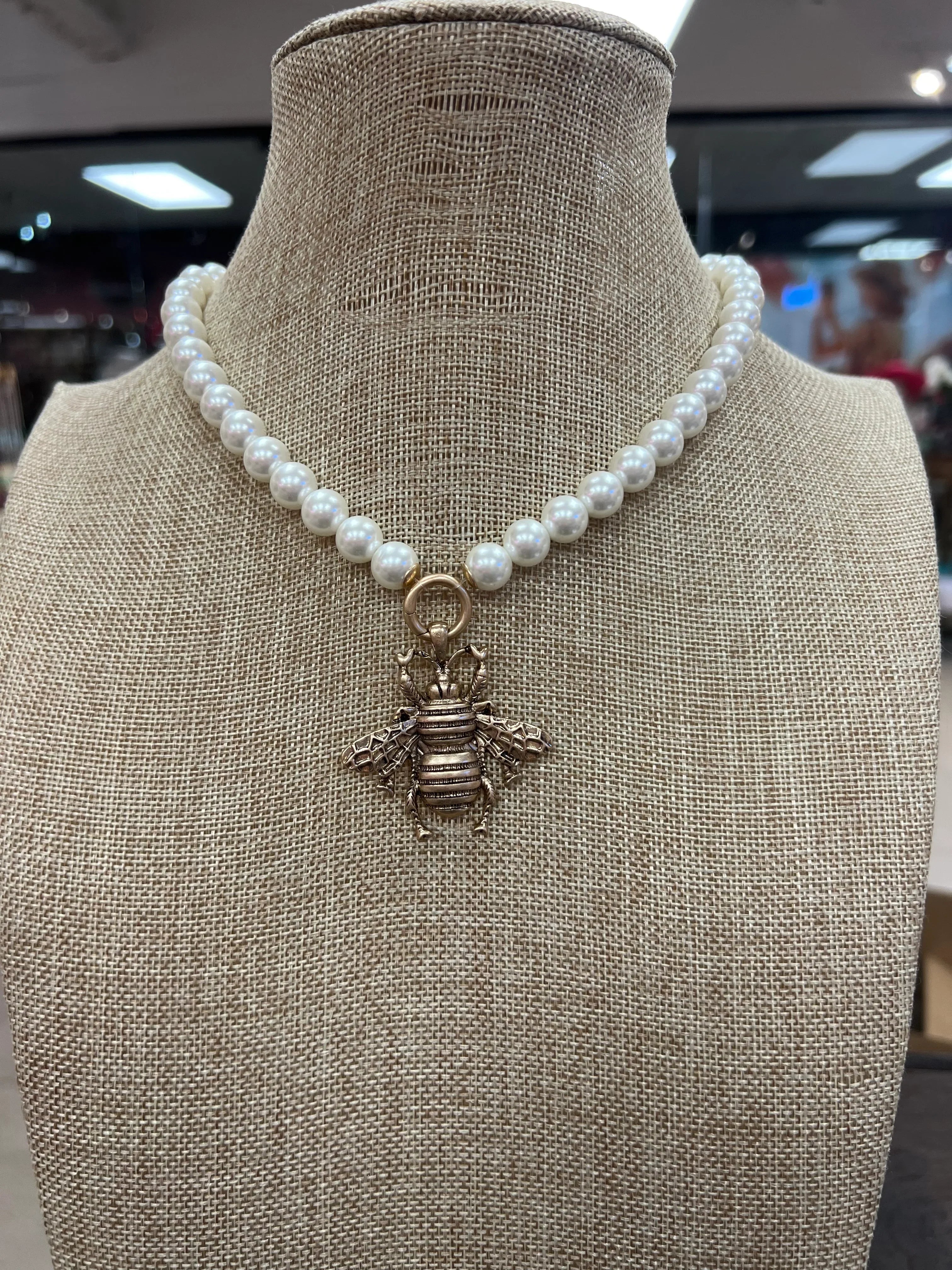 PINK PANACHE Pearl Bee Necklace on Simply Obsessed