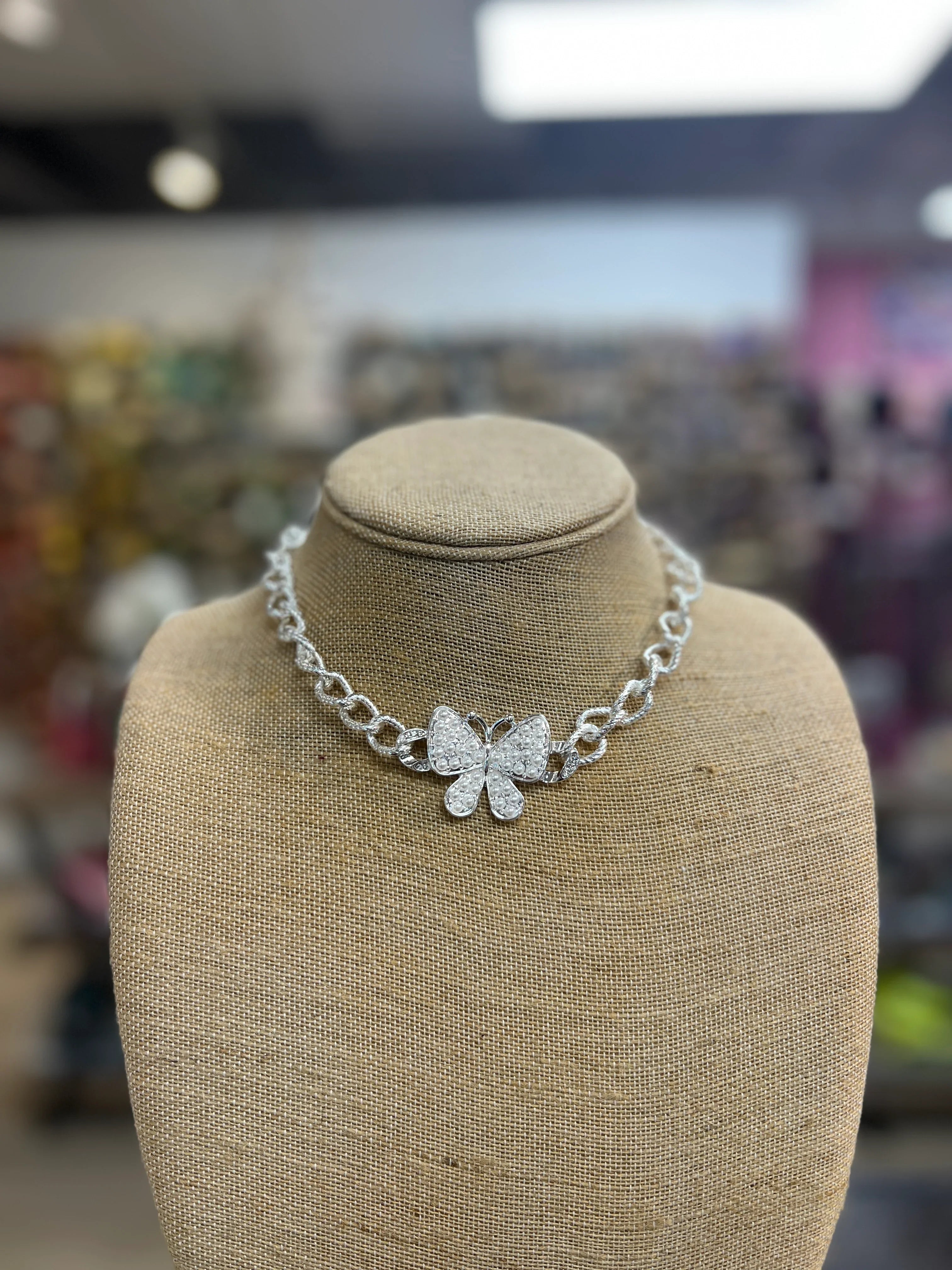 PINK PANACHE Pearl Butterfly Necklace on Simply Obsessed